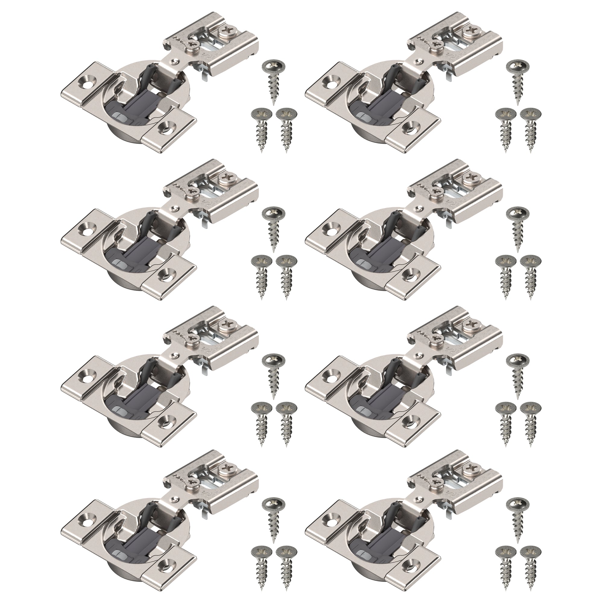 Blum COMPACT BLUMOTION Hinge (4 Kits), 1/2" Overlay, 105° Opening Angle, Steel, Integrated Soft-Close Hinges for Face Frame Cabinets