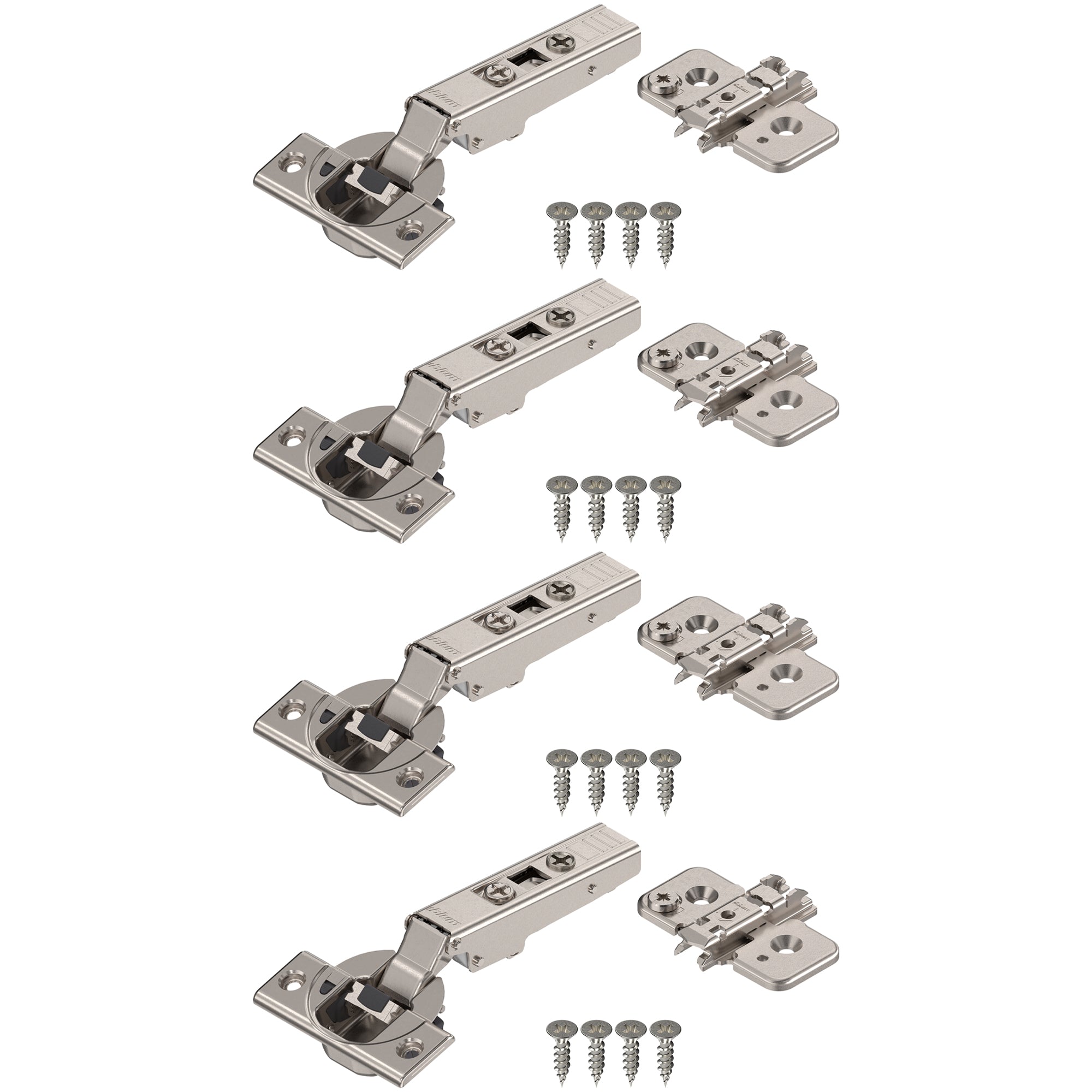 Blum CLIP top BLUMOTION Hinge Kit (2 Kits), Full Overlay, 110° Opening Angle, Steel, Soft Close Euro-Style Hinges with CLIP Mounting Plate for Frameless Cabinets