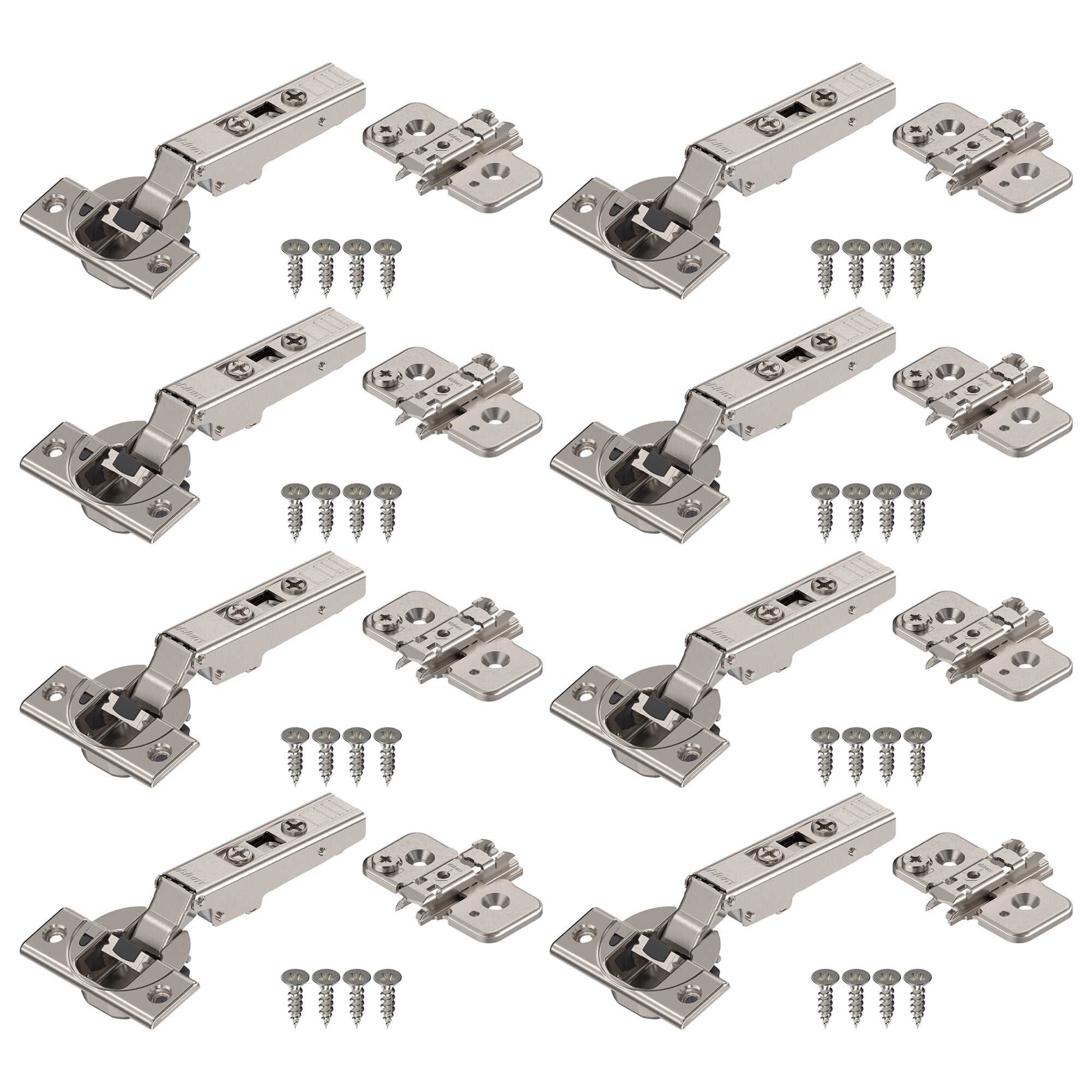 Blum CLIP top BLUMOTION Hinge Kit (4 Kits), Full Overlay, 110° Opening Angle, Steel, Soft Close Euro-Style Hinges with CLIP Mounting Plate for Frameless Cabinets