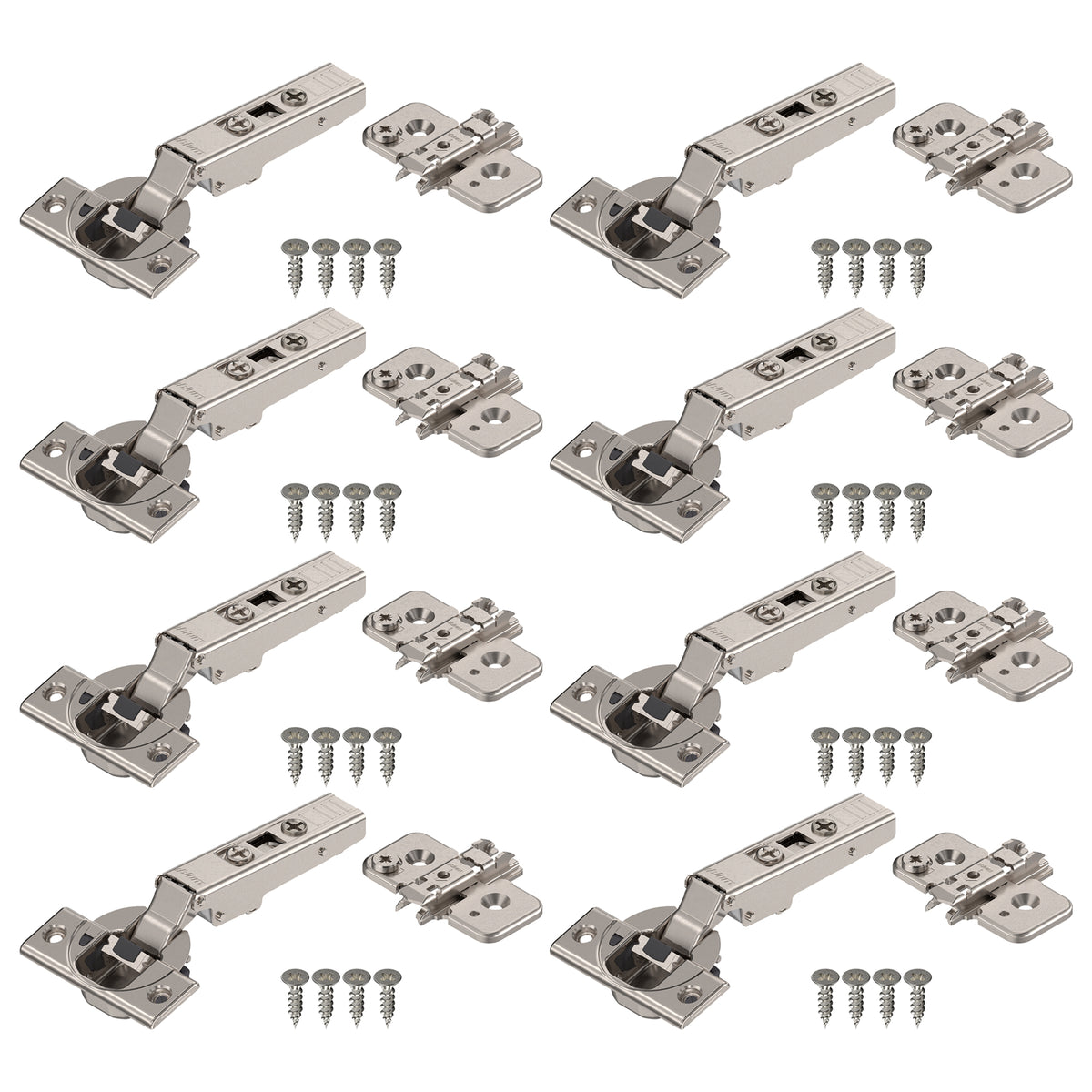Blum CLIP top BLUMOTION Hinge Kit (4 Kits), Full Overlay, 110° Opening Angle, Steel, Soft Close Euro-Style Hinges with CLIP Mounting Plate for Frameless Cabinets