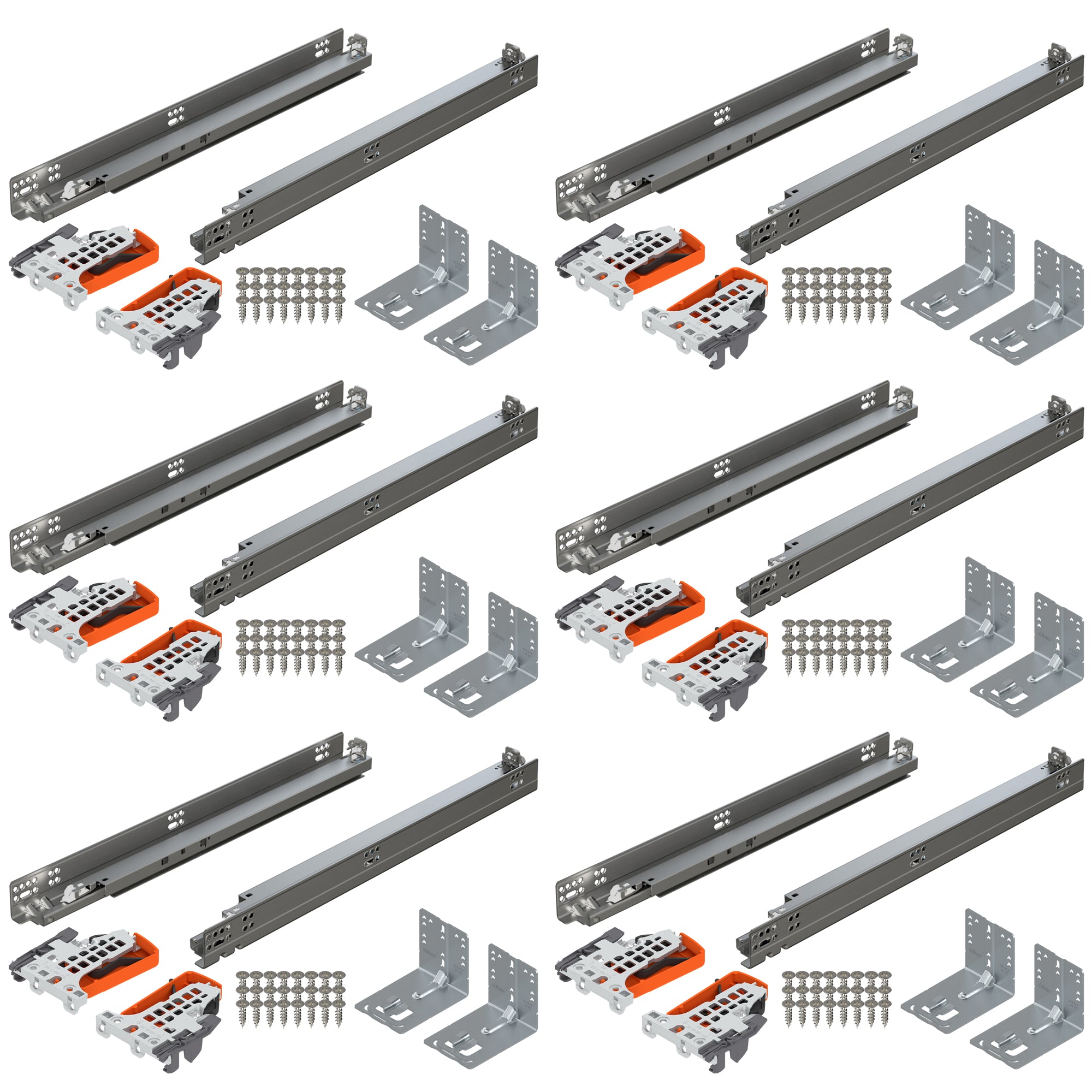 Blum TANDEM plus BLUMOTION Concealed Undermount Drawer Runner Kit (6 Kits), 21-Inch, Full Extension, Soft-Close, Steel, 100 lb. Load Capacity for Wood Drawers