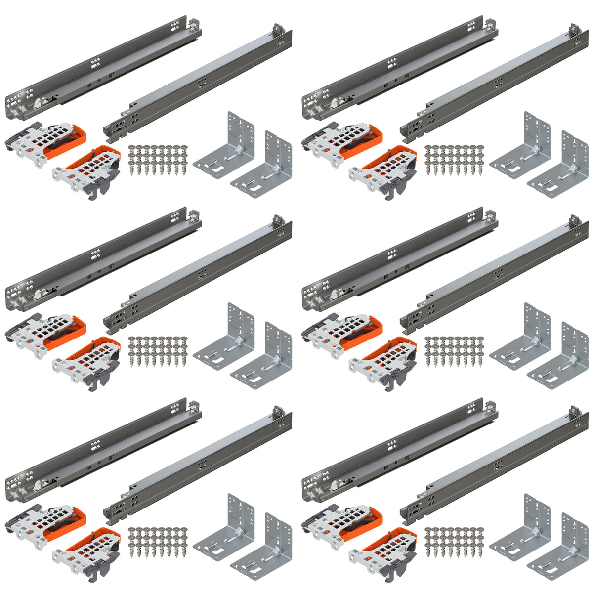 Blum TANDEM plus BLUMOTION Concealed Undermount Drawer Runner Kit (6 Kits), 21-Inch, Full Extension, Soft-Close, Steel, 100 lb. Load Capacity for Wood Drawers