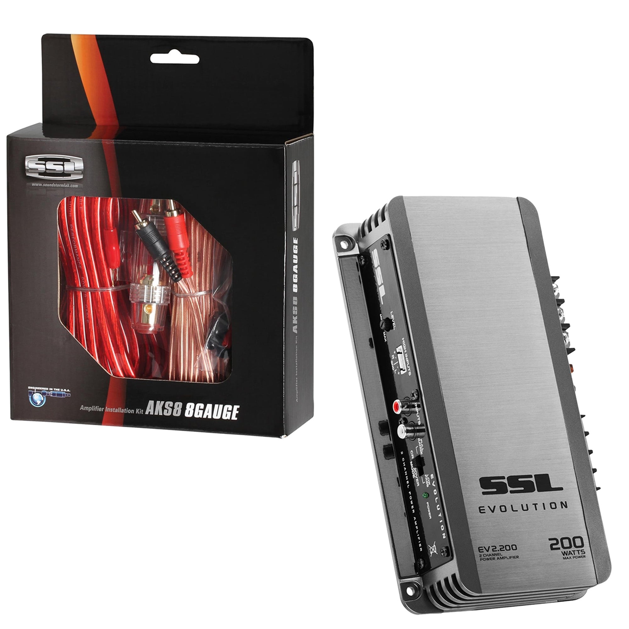SOUNDSTORM AKS8 8 Gauge Car Amplifier and EV2.200 Evolution Class A/B Amplifier - VMInnovations