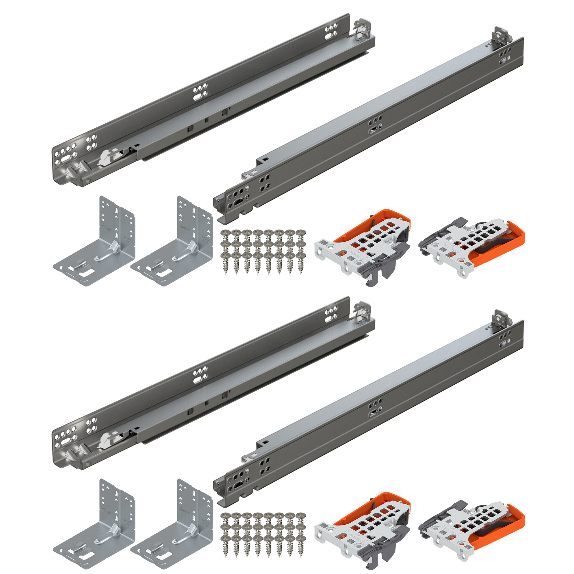 Blum TANDEM plus BLUMOTION Concealed Undermount Drawer Runner Kit (2 KIts), 18-Inch, Full Extension, Soft-Close, Steel, 100 lb. Load Capacity for Wood Drawers