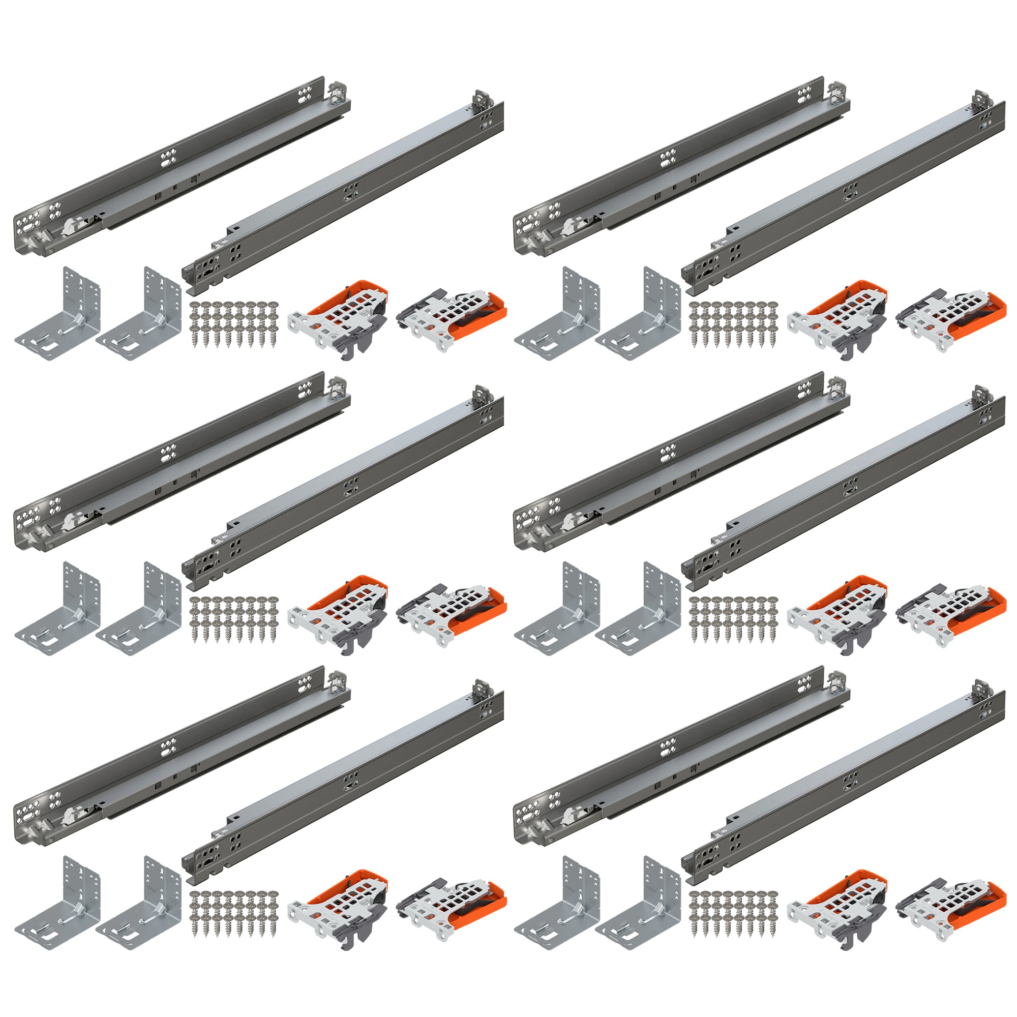 Blum TANDEM plus BLUMOTION Concealed Undermount Drawer Runner Kit (6 Kits), 18-Inch, Full Extension, Soft-Close, Steel, 100 lb. Load Capacity for Wood Drawers