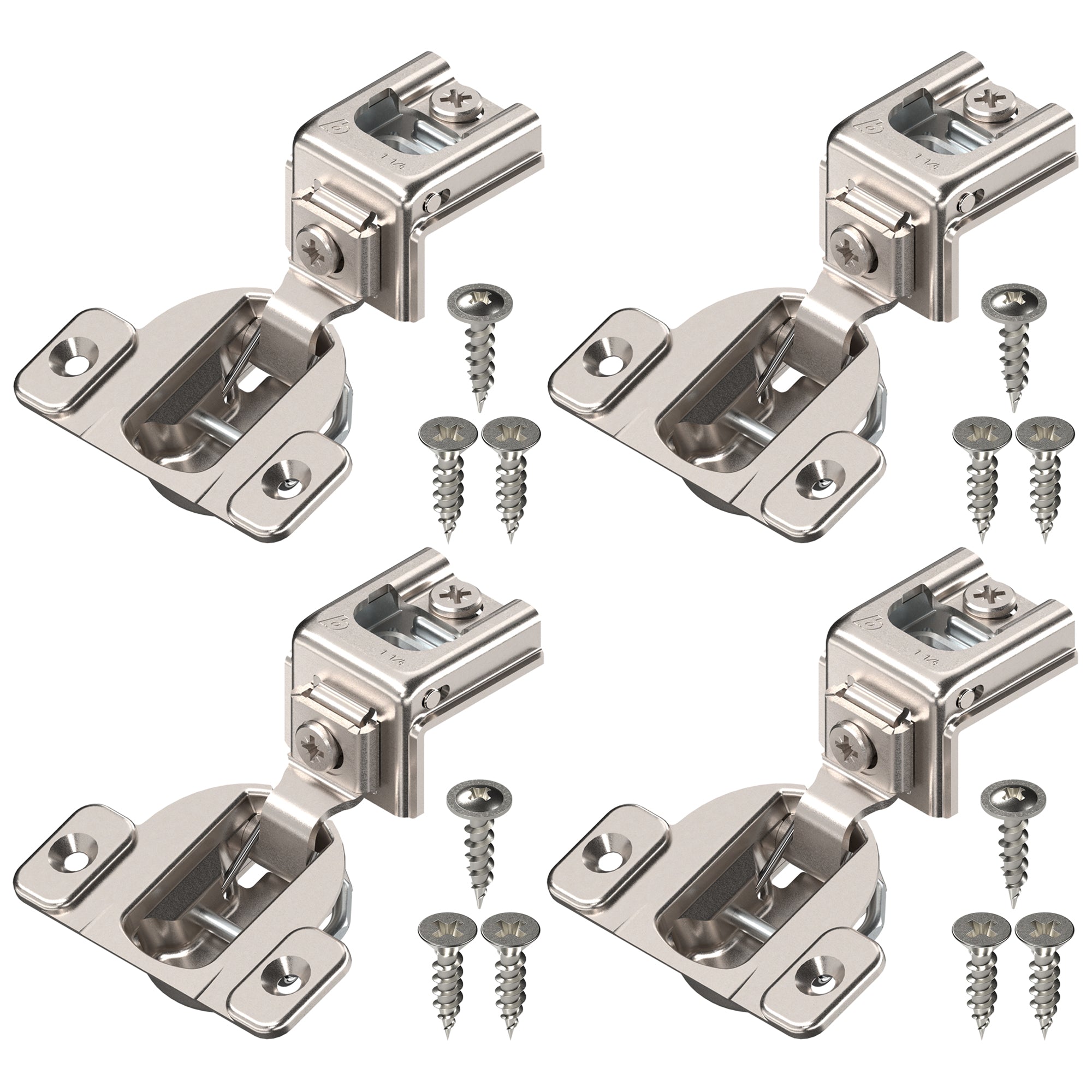 Blum COMPACT hinge (2 Kits), 1-1/4" Overlay, 110° Opening Angle, Steel, Concealed Hinges for Face Frame Cabinets