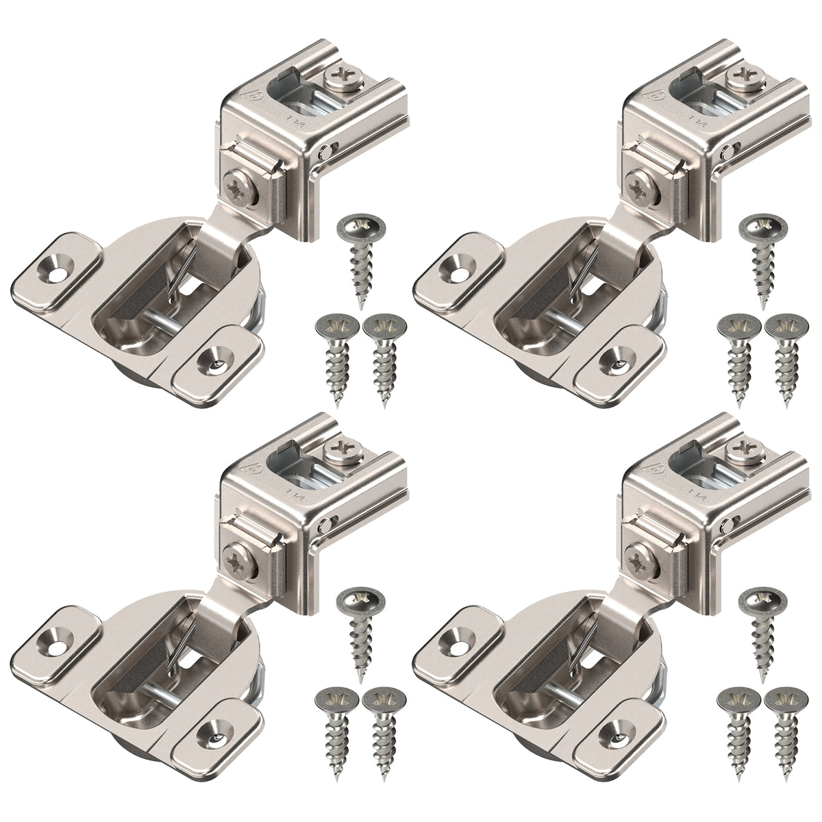 Blum COMPACT hinge (2 Kits), 1-1/4" Overlay, 110° Opening Angle, Steel, Concealed Hinges for Face Frame Cabinets