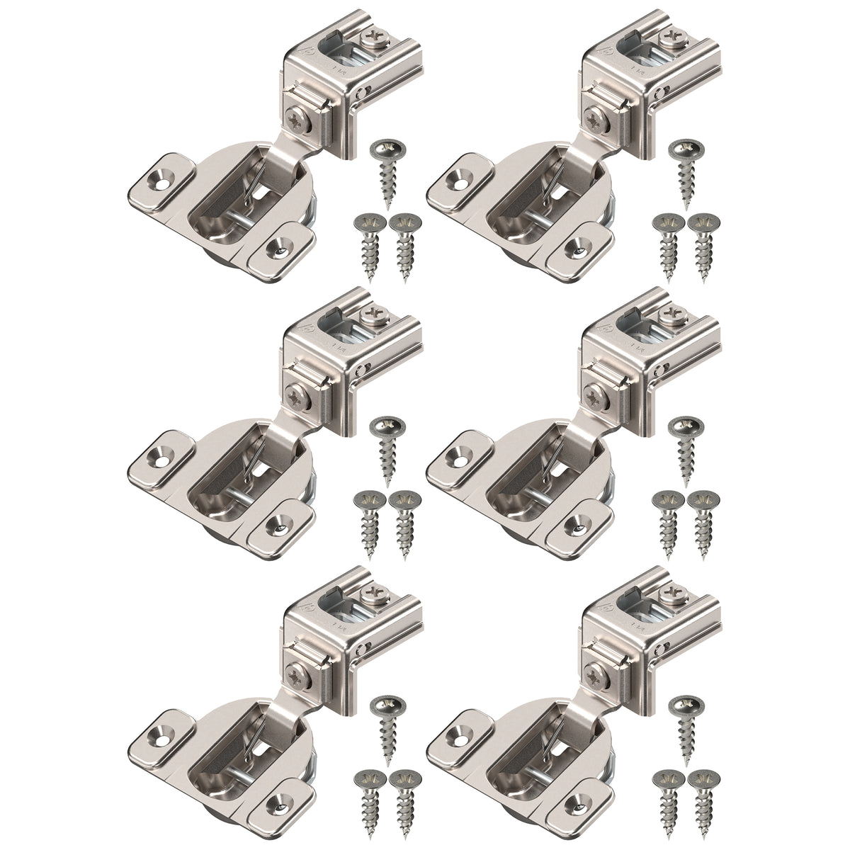 Blum COMPACT hinge (3 Kits), 1-1/4" Overlay, 110° Opening Angle, Steel, Concealed Hinges for Face Frame Cabinets