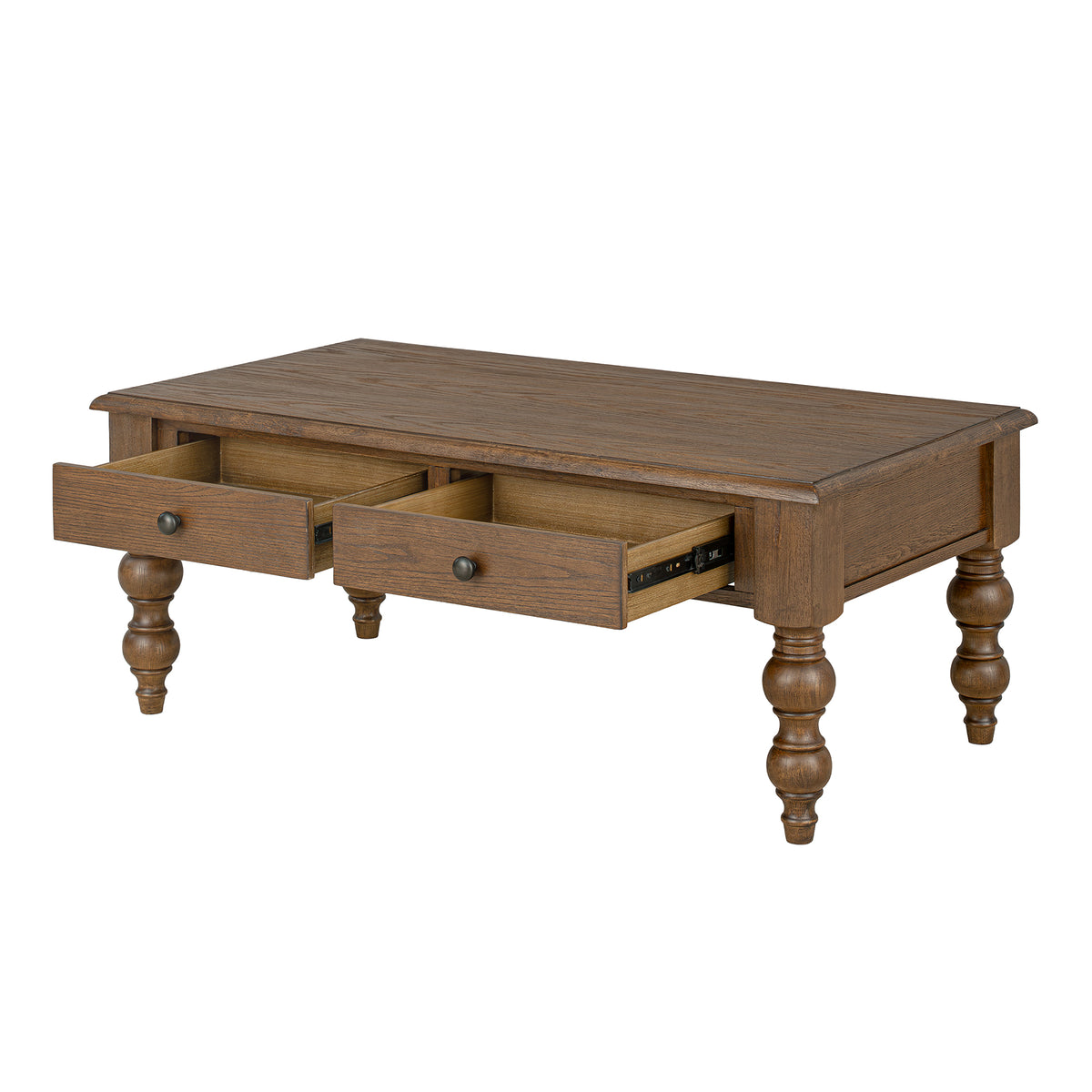 ROME + OAK Stratford Rectangular Wood Coffee Table with Drawers, Walnut