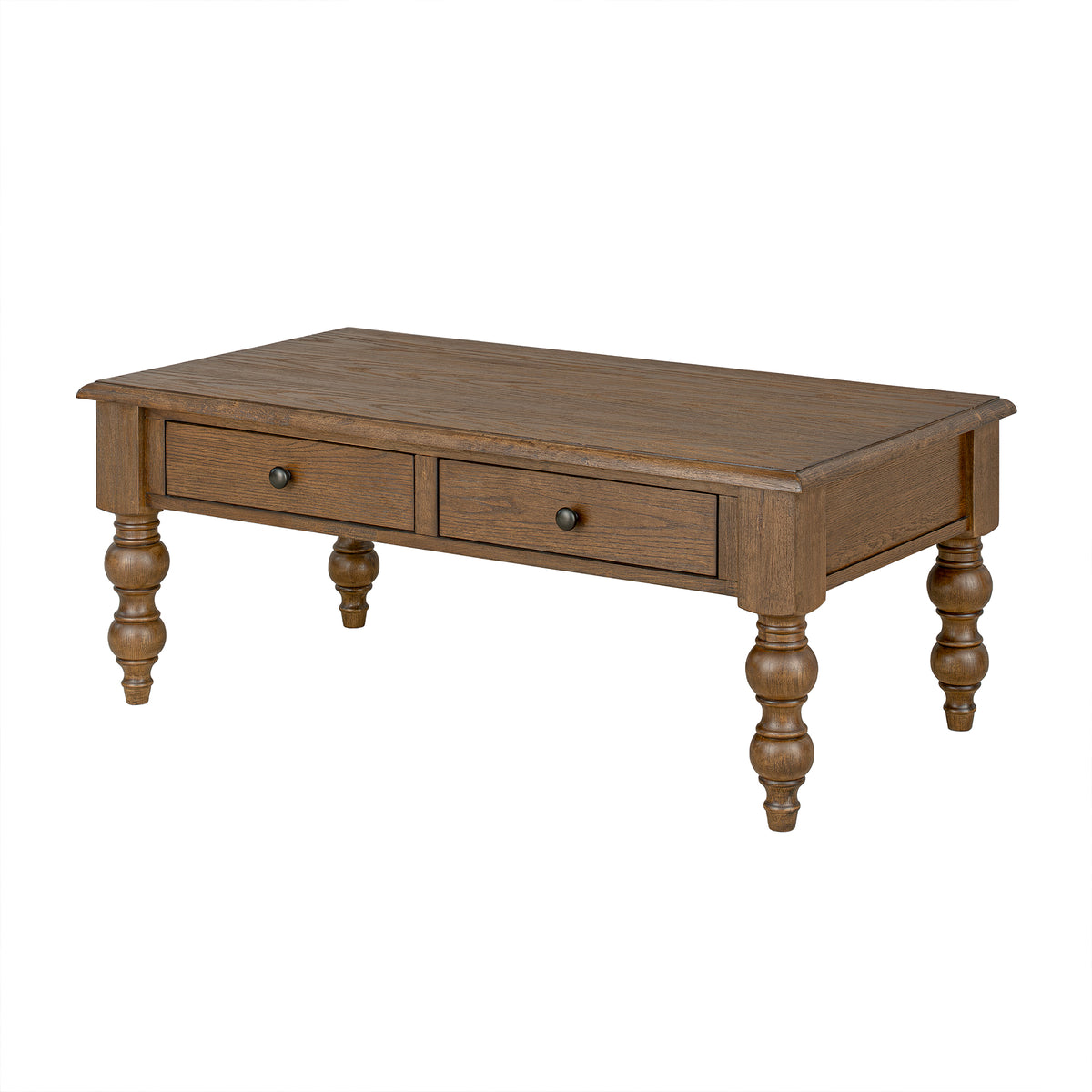 ROME + OAK Stratford Rectangular Wood Coffee Table with Drawers, Walnut