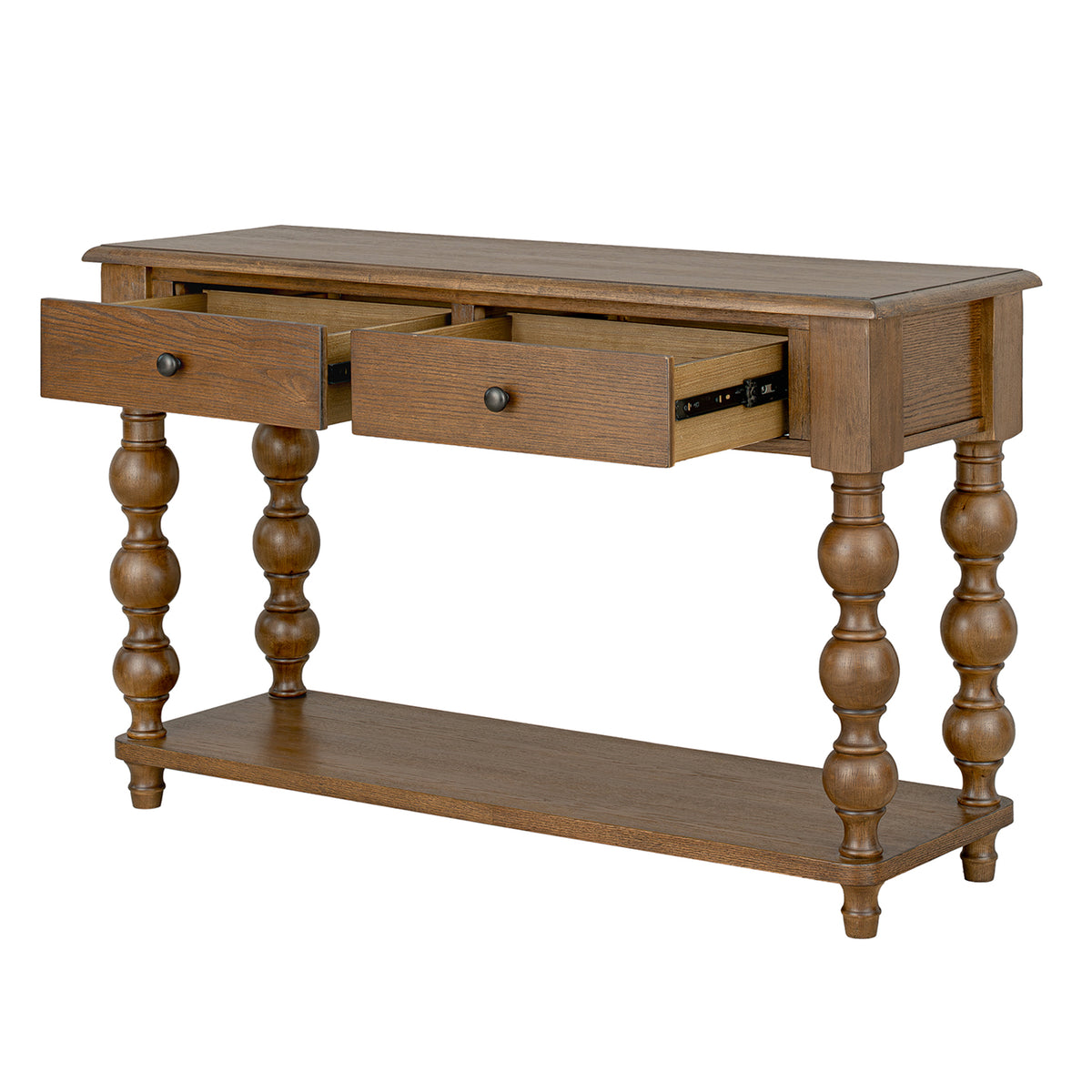 ROME + OAK Stratford Curved Leg Console Table with 2 Drawers, Dark Brown Oak