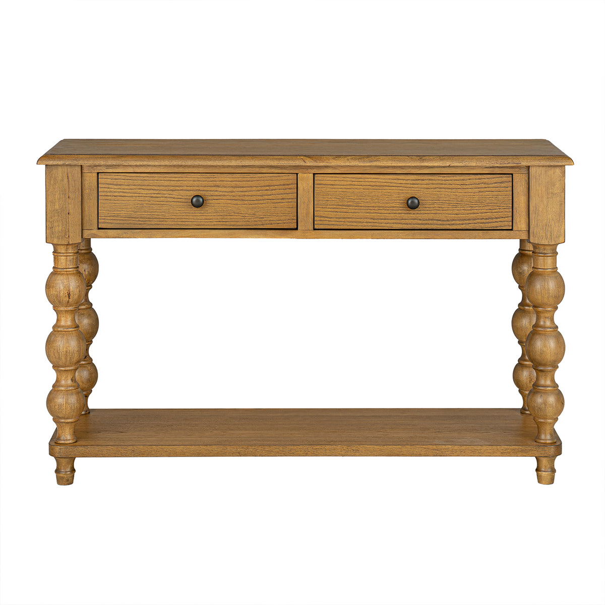 ROME + OAK Stratford Rectangular Wood Console Table with Drawers, Natural Oak