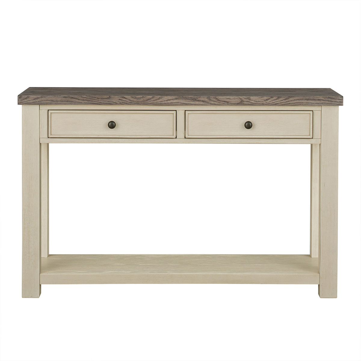 ROME + OAK Tate Farmhouse Wooden Console Table, Accent Furniture, Brown & Cream
