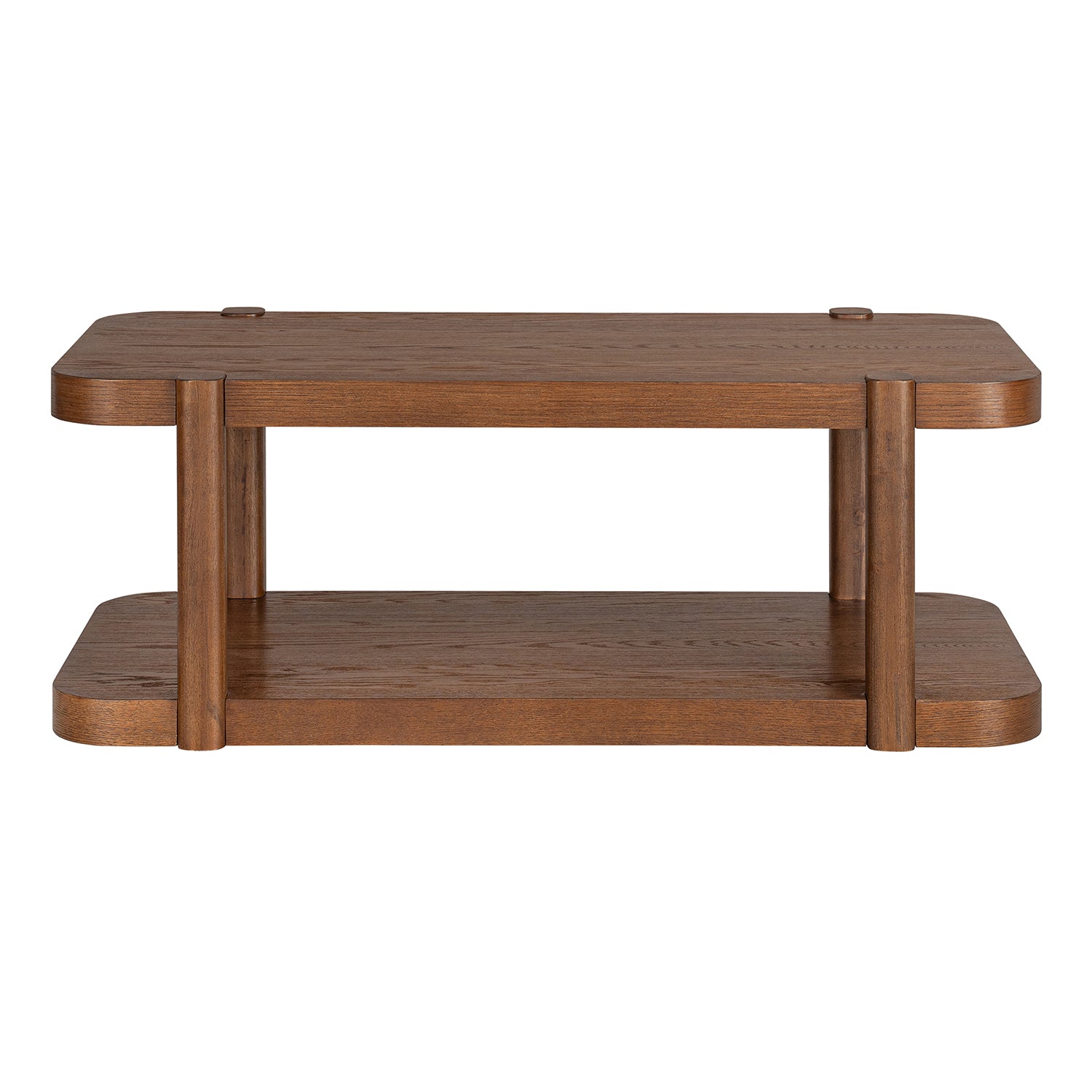 ROME + OAK Coriles Cocktail Table, Wood Rectangle Furniture w/ Shelf, Walnut