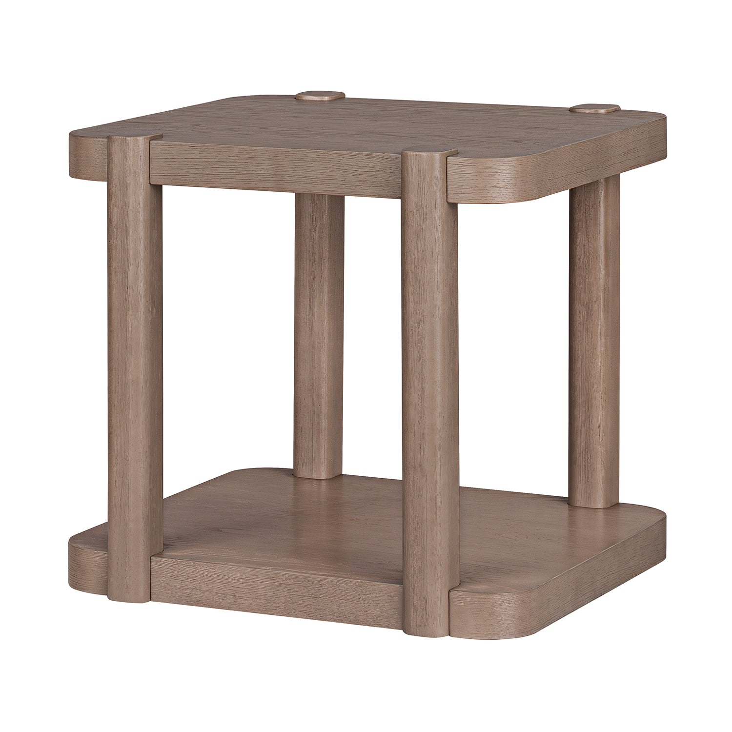 ROME + OAK Coriles End Table, Wood Home Accent Furniture with Shelf, Light Beige
