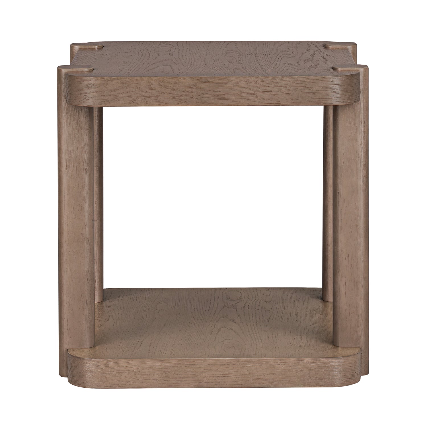 ROME + OAK Coriles End Table, Wood Home Accent Furniture with Shelf, Light Beige