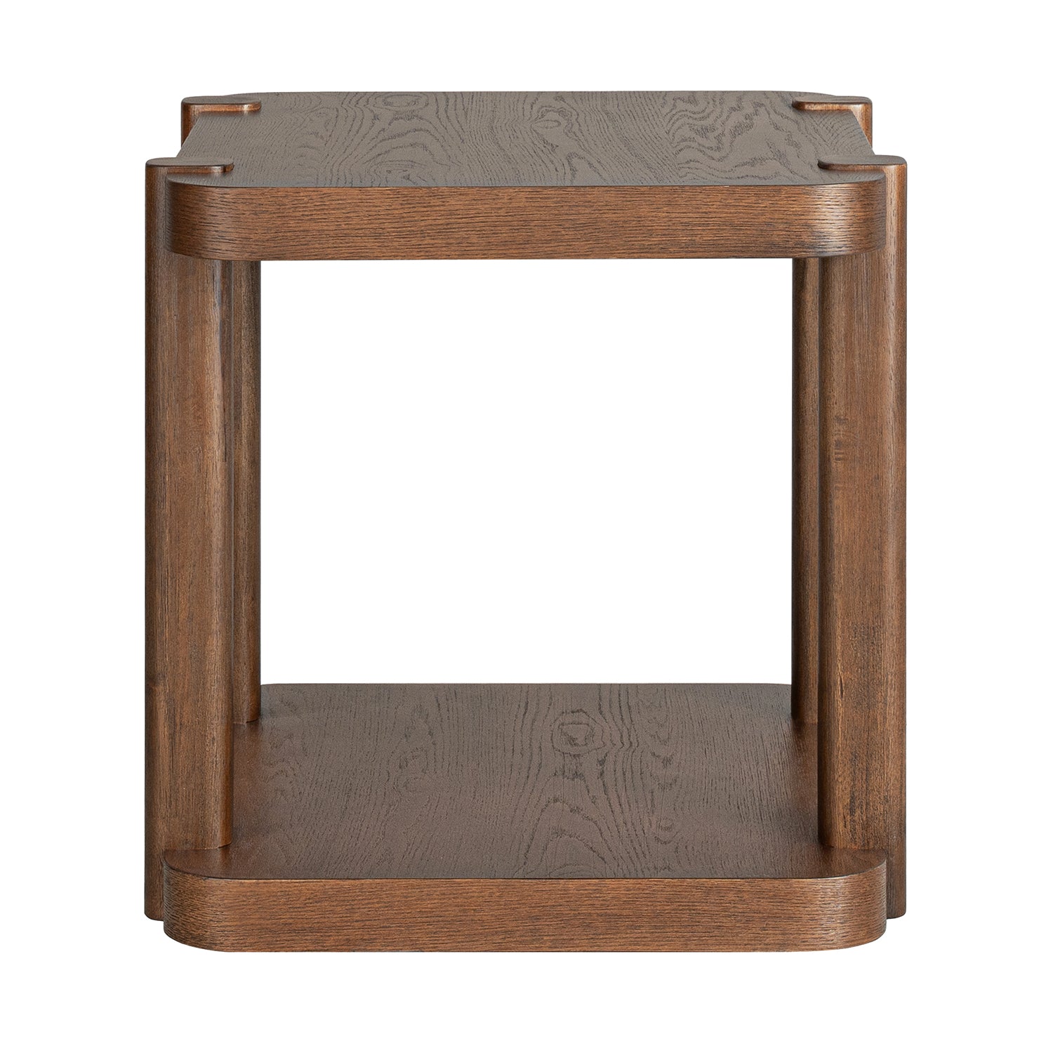 ROME + OAK Coriles End Table, Wood Home Accent Furniture with Shelf, Walnut
