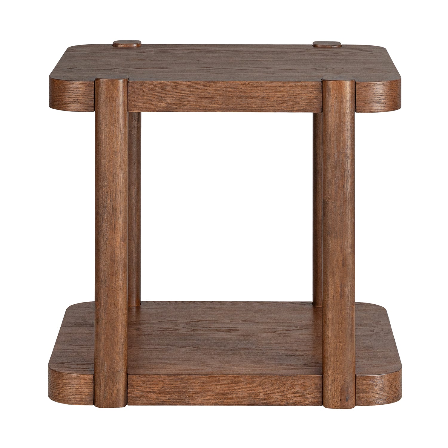 ROME + OAK Coriles End Table, Wood Home Accent Furniture with Shelf, Walnut