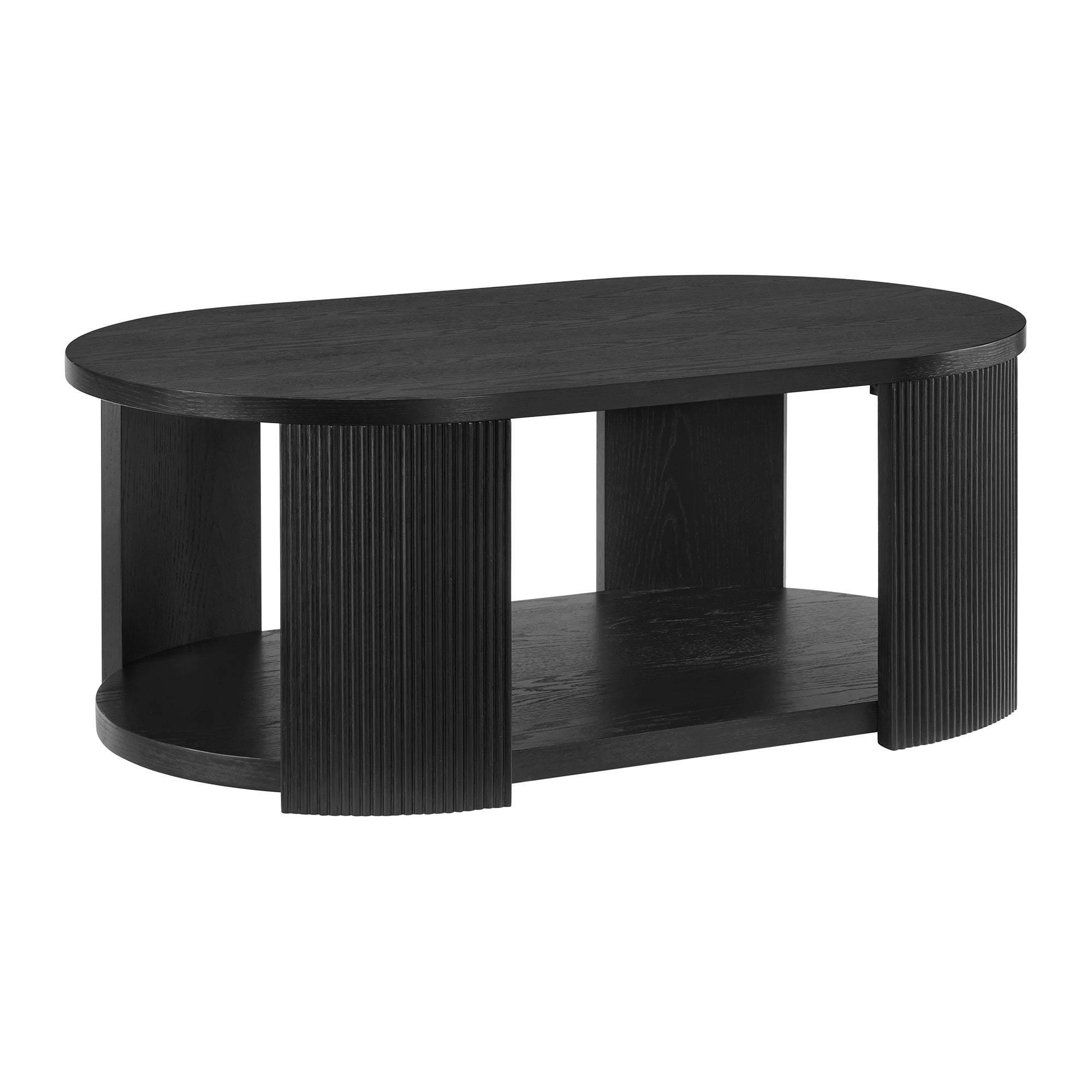 ROME + OAK Euclid Coffee Table, Rustic Wood Living Room Centerpiece, Black - VMInnovations