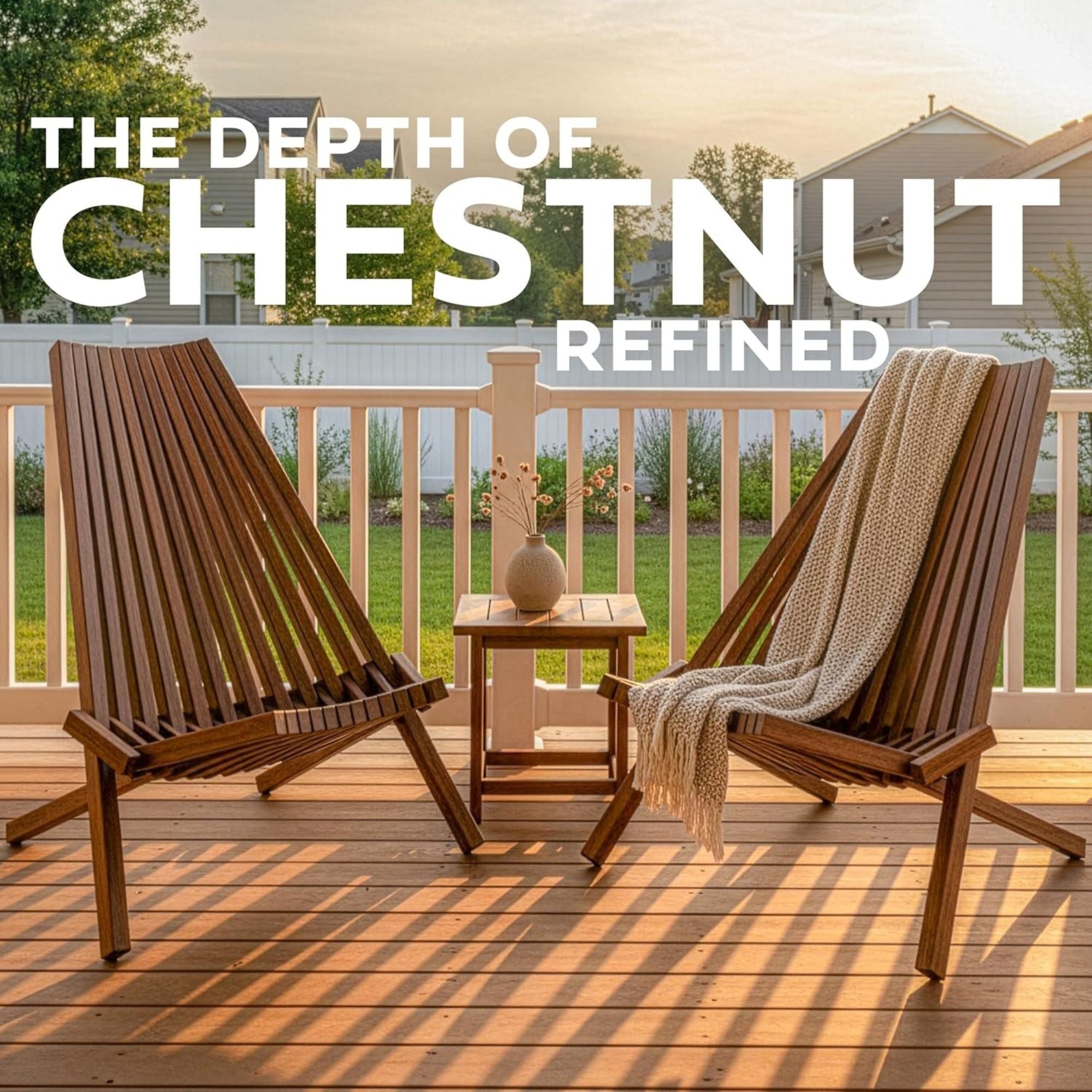 Melino 2 Pack Folding Tamarack Wood Chair Low Profile Patio Furniture (Open Box) - VMInnovations