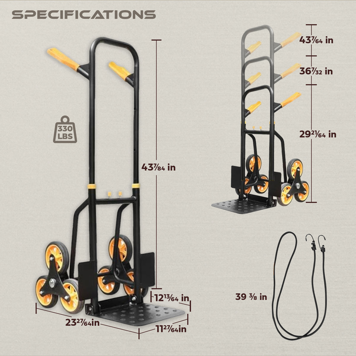 Olympia Tools Folding Hand Truck Stair Climbing Dolly W Wheels, 330Lb Cap (Used)