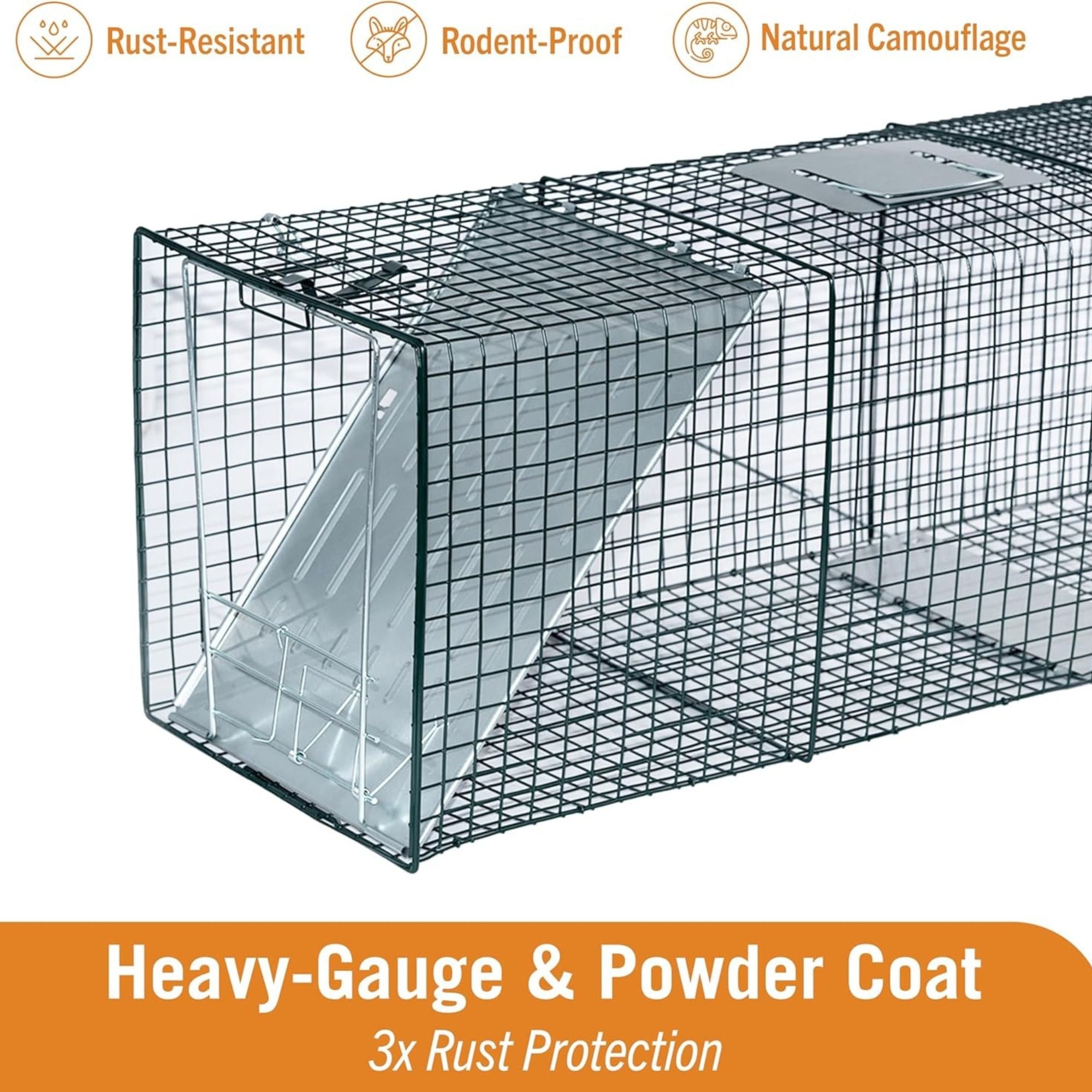 Homestead 42'' Live Animal Trap, Quick Set Steel Cage for Humane Catch & Release