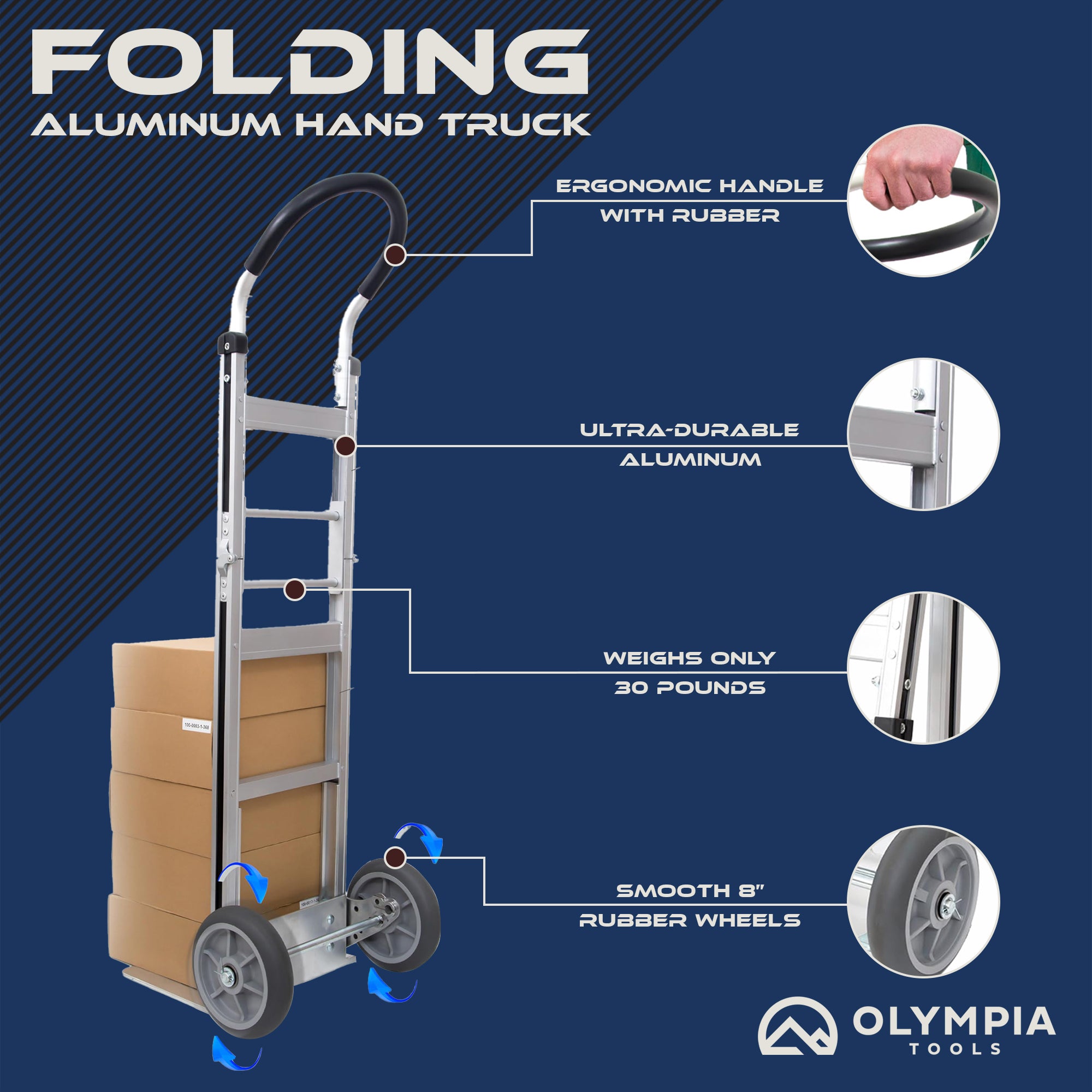 Olympia Tools Aluminum Foldable Utility Cart w/ Wheels & Removable Bag(Open Box)