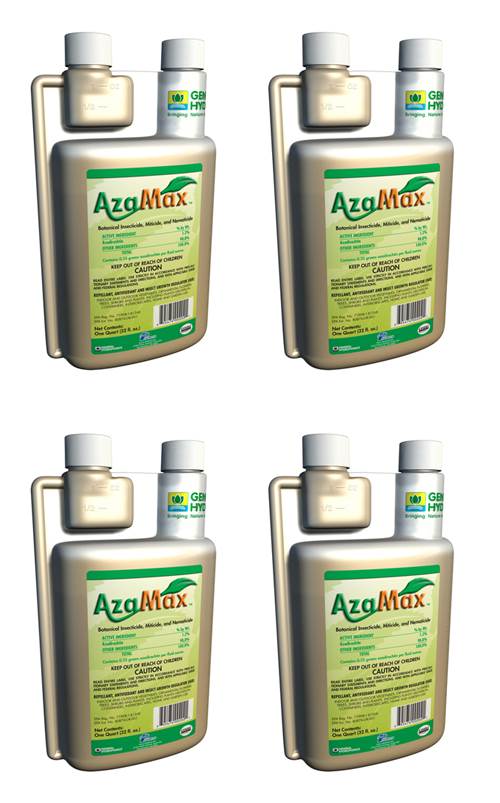 (4) AZAMAX General Hydroponics 32 Oz Botanical Insecticide Pest Control Quarts