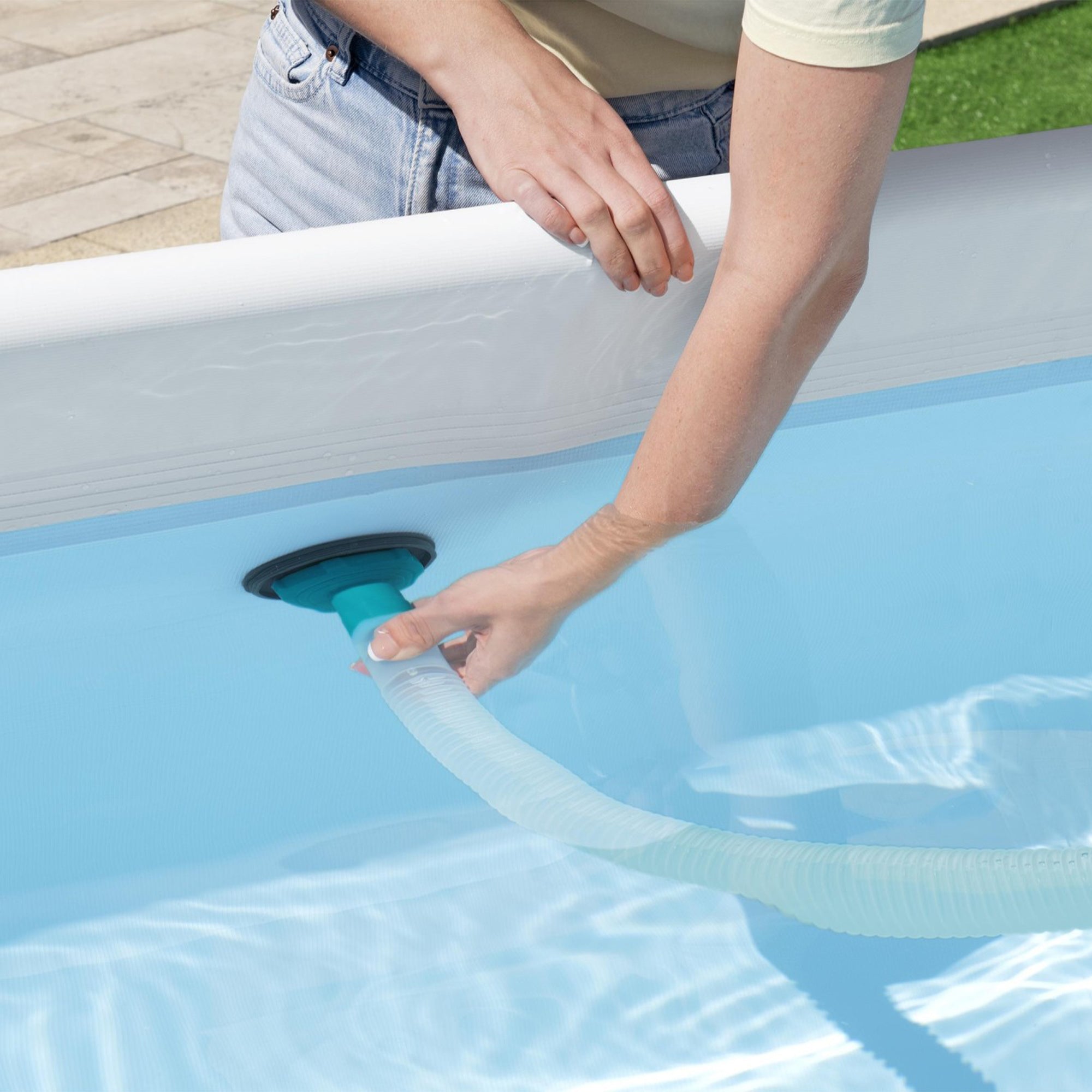 Bestway Power Steel 18' x 9' x 48” Metal Frame Pool with Deluxe Maintenance Kit - VMInnovations