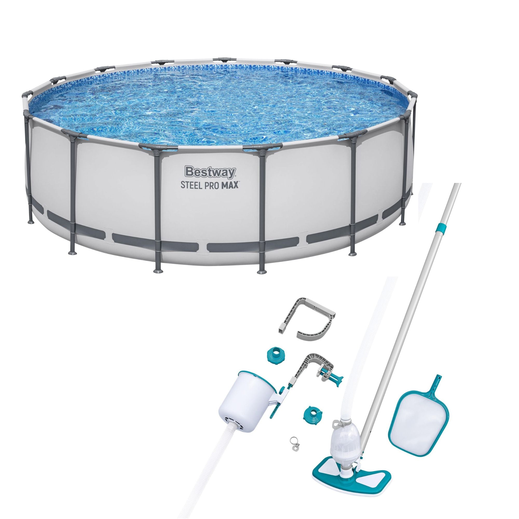 Bestway Steel Pro MAX 15' x 48" Metal Frame Pool with Deluxe Maintenance Kit - VMInnovations