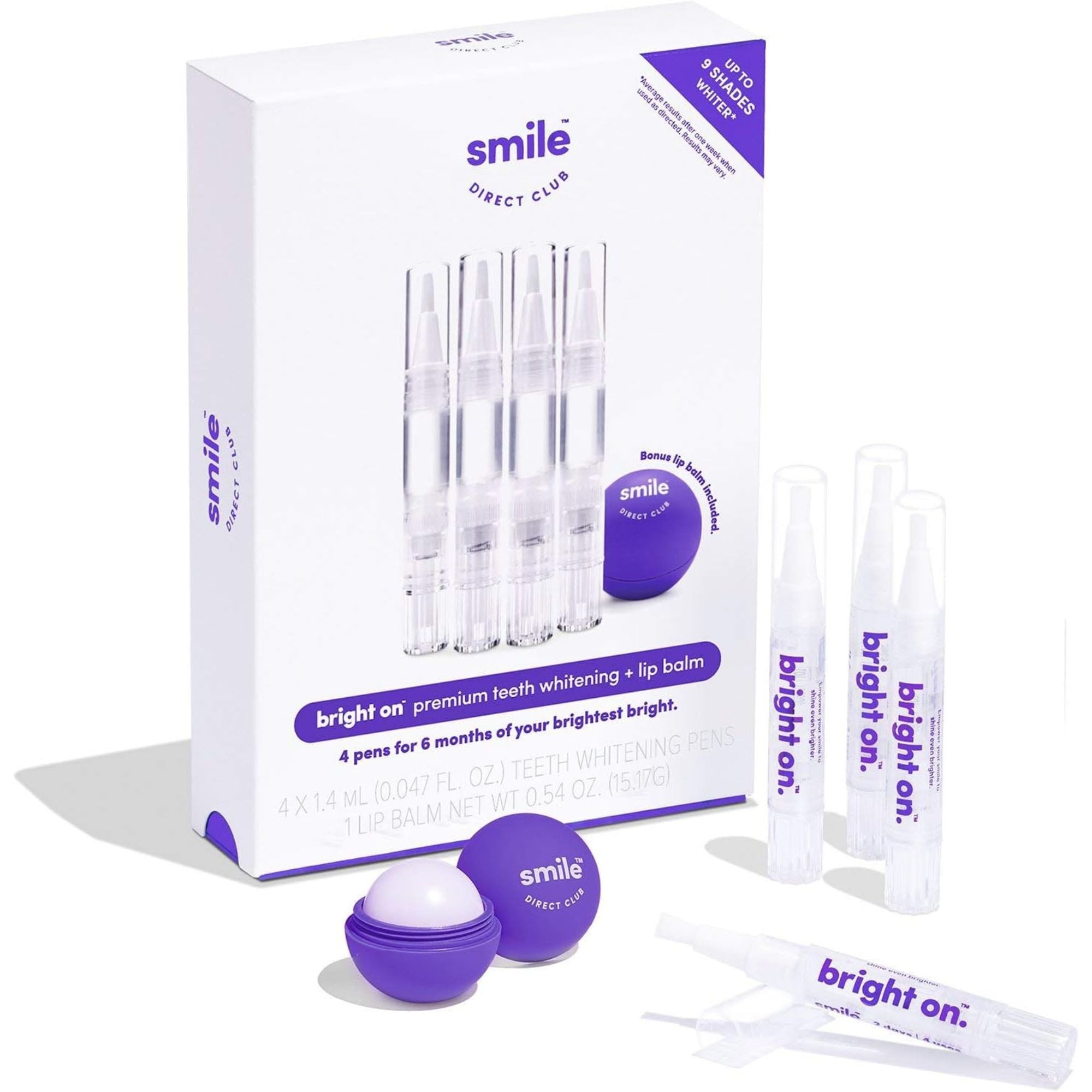 SmileDirectClub Teeth Whitening Kit with Lip Balm, 4 Hydrogen Peroxide Gel Pens - VMInnovations