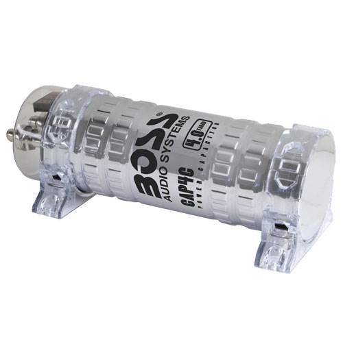 BOSS CAP4C 4 FARAD LED Digital Car Capacitor + 4 Gauge Amplifer Install Kit