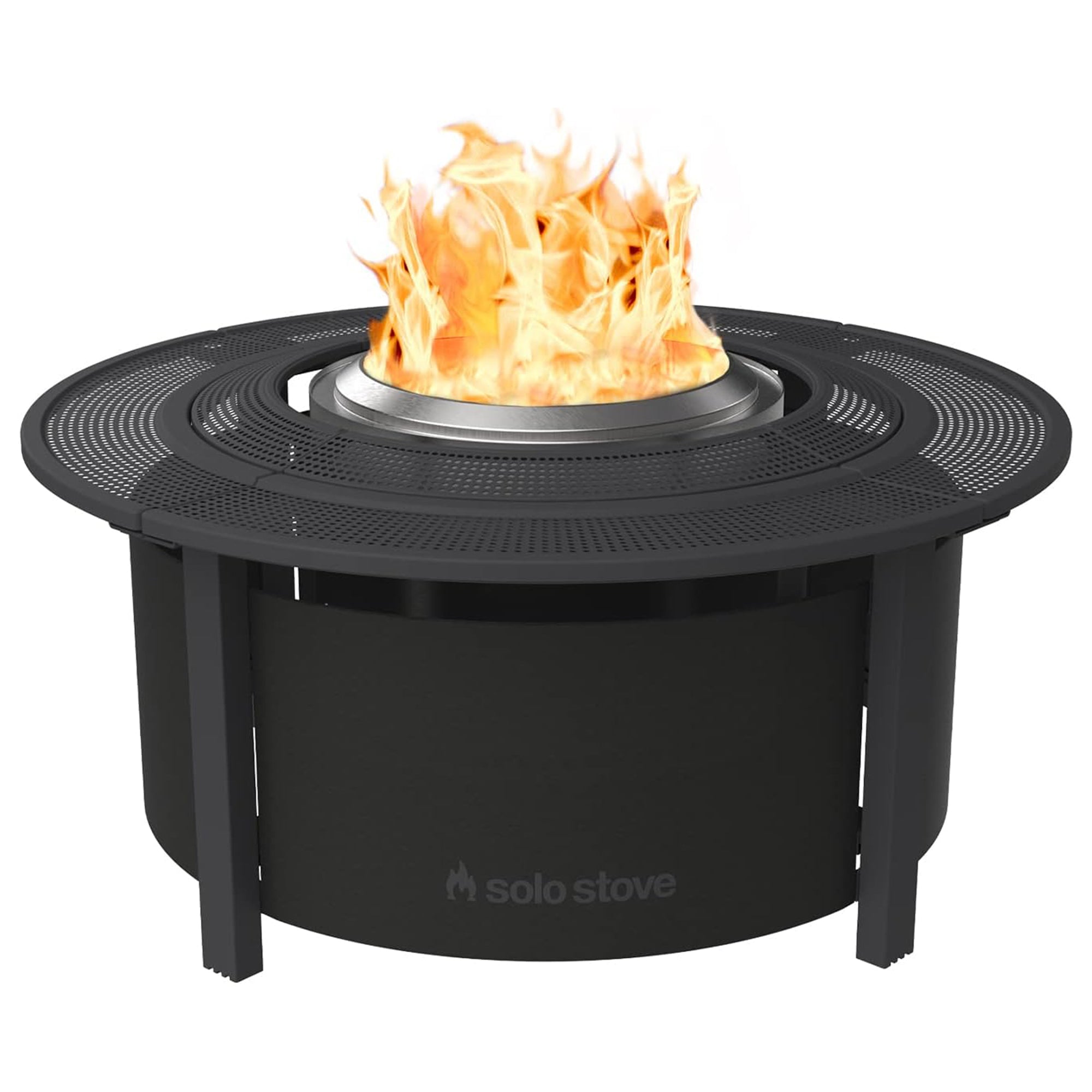 Solo Stove 42 Inch Fire Pit Surround Tabletop - Portable Protective Barrier for Wood Burning Fire Pits for Safety & Extra Space - Powder-Coated Steel and UV-Resistant Outdoor Fabric, Black