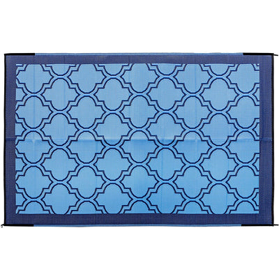 Camco 6 by 9 Foot Reversible Blue Lattice Design Portable Outdoor Patio Mat Pad