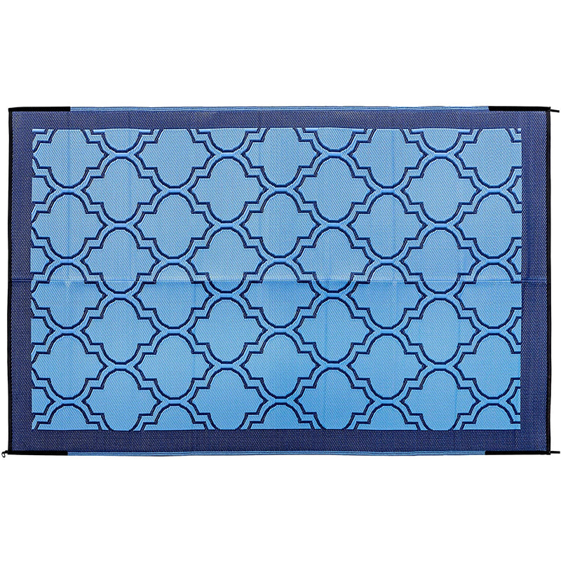 Camco 6 by 9 Foot Reversible Blue Lattice Design Portable Outdoor Patio Mat Pad