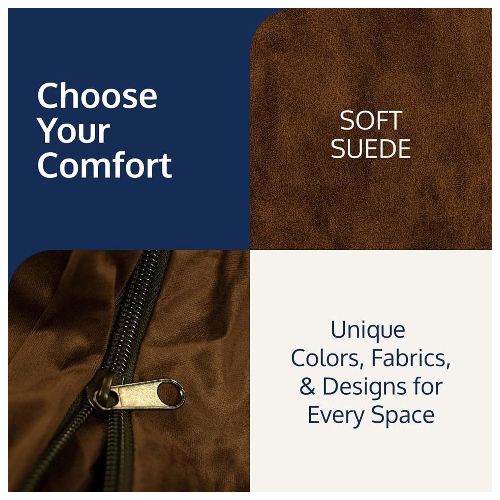 Ultimate Sack 3ft Bean Bag Chair, Oversized Indoor Comfy Lounger, Brown Suede