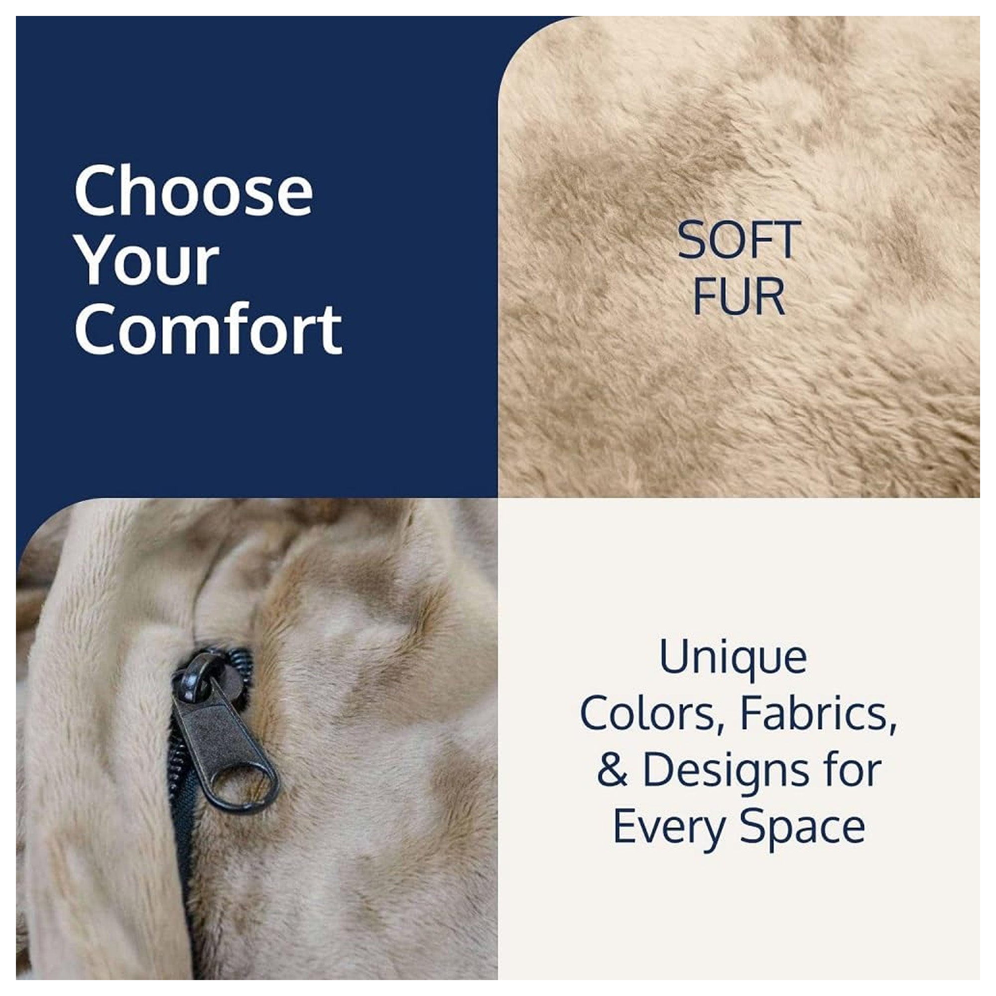 Ultimate Sack 3 ft Bean Bag Chair, Oversized Indoor Comfy Lounger, Camel Fur - VMInnovations