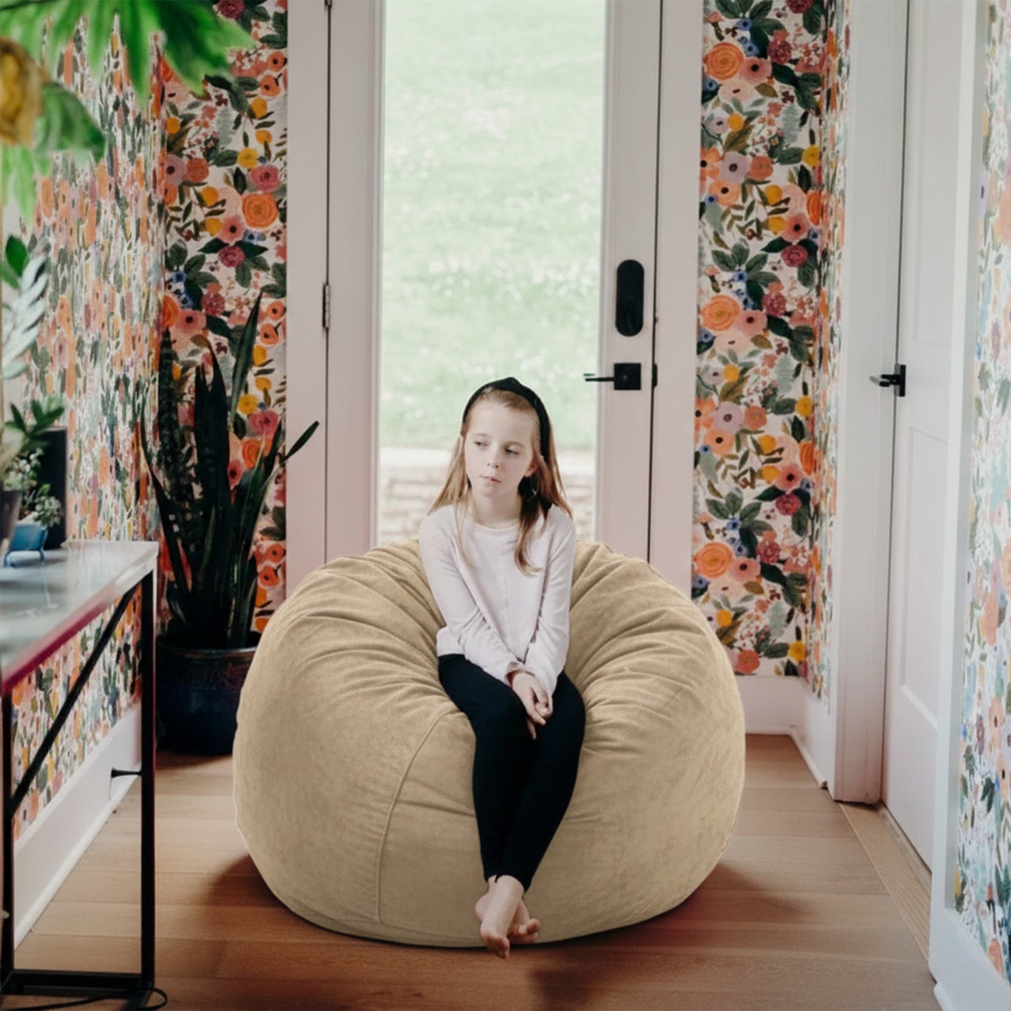 Ultimate Sack 3 ft Bean Bag Chair, Oversized Indoor Comfy Lounger, Camel Fur - VMInnovations