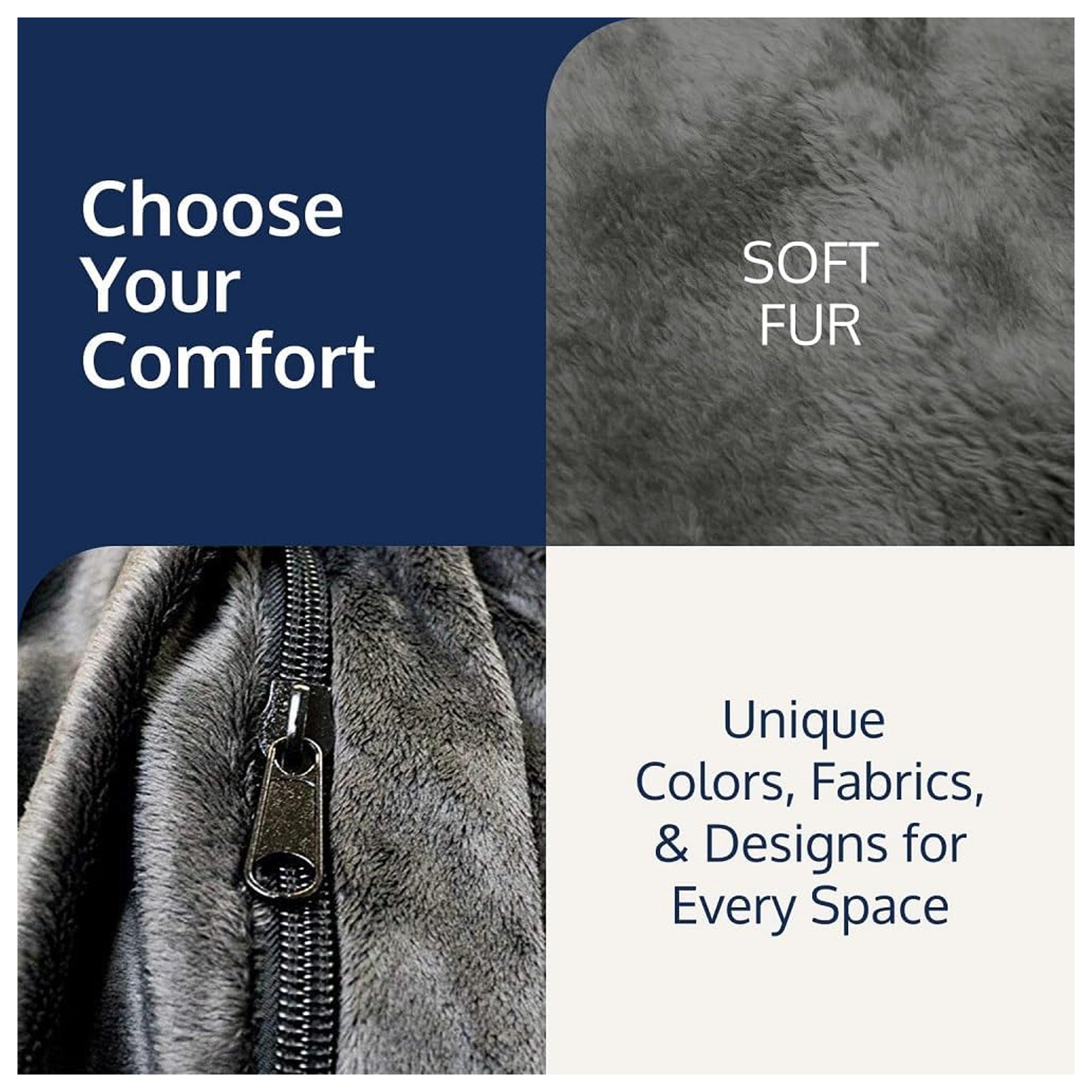 Ultimate Sack 3 ft Bean Bag Chair, Oversized Indoor Comfy Lounger, Charcoal Fur