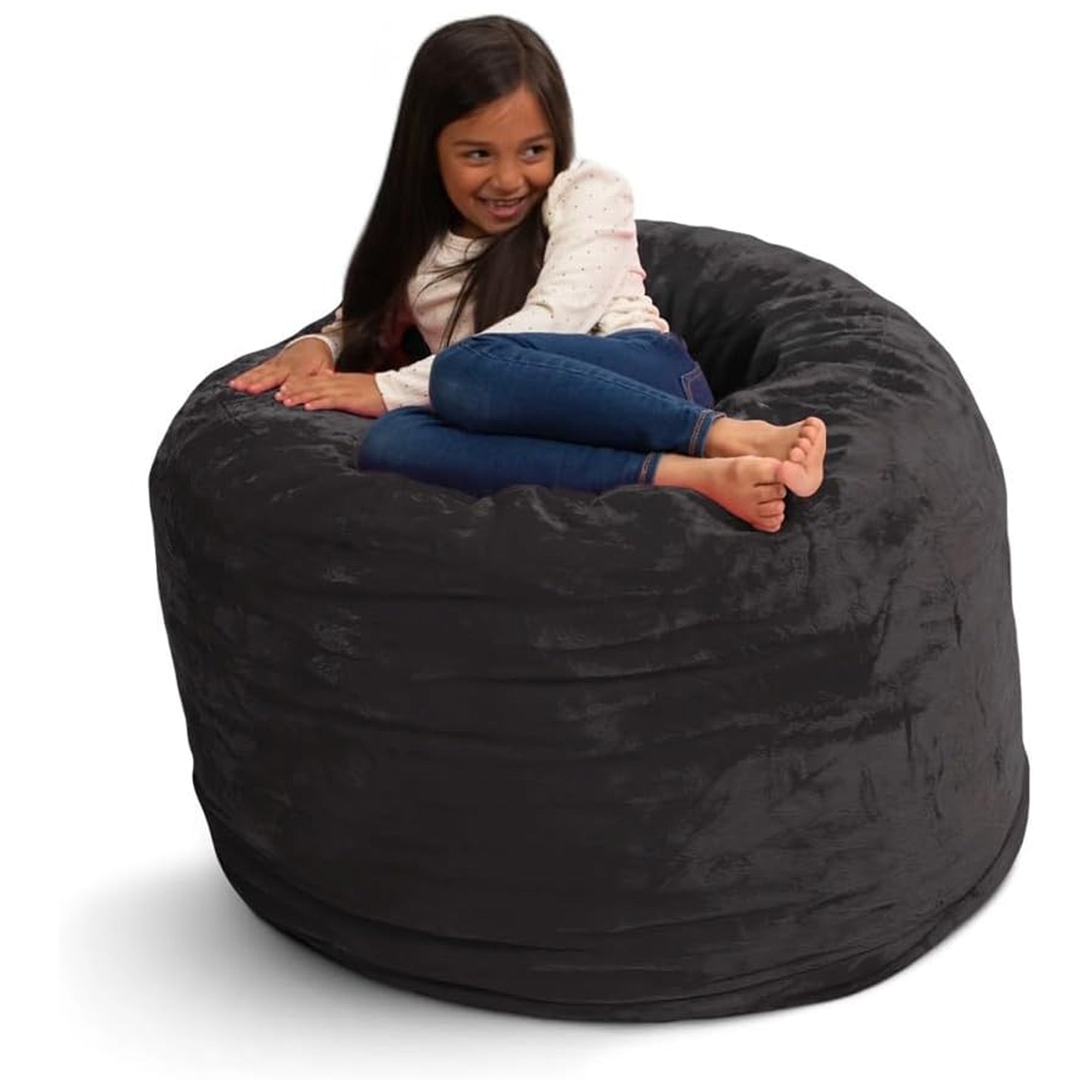 Ultimate Sack 3 ft Bean Bag Chair, Oversized Indoor Comfy Lounger, Charcoal Fur