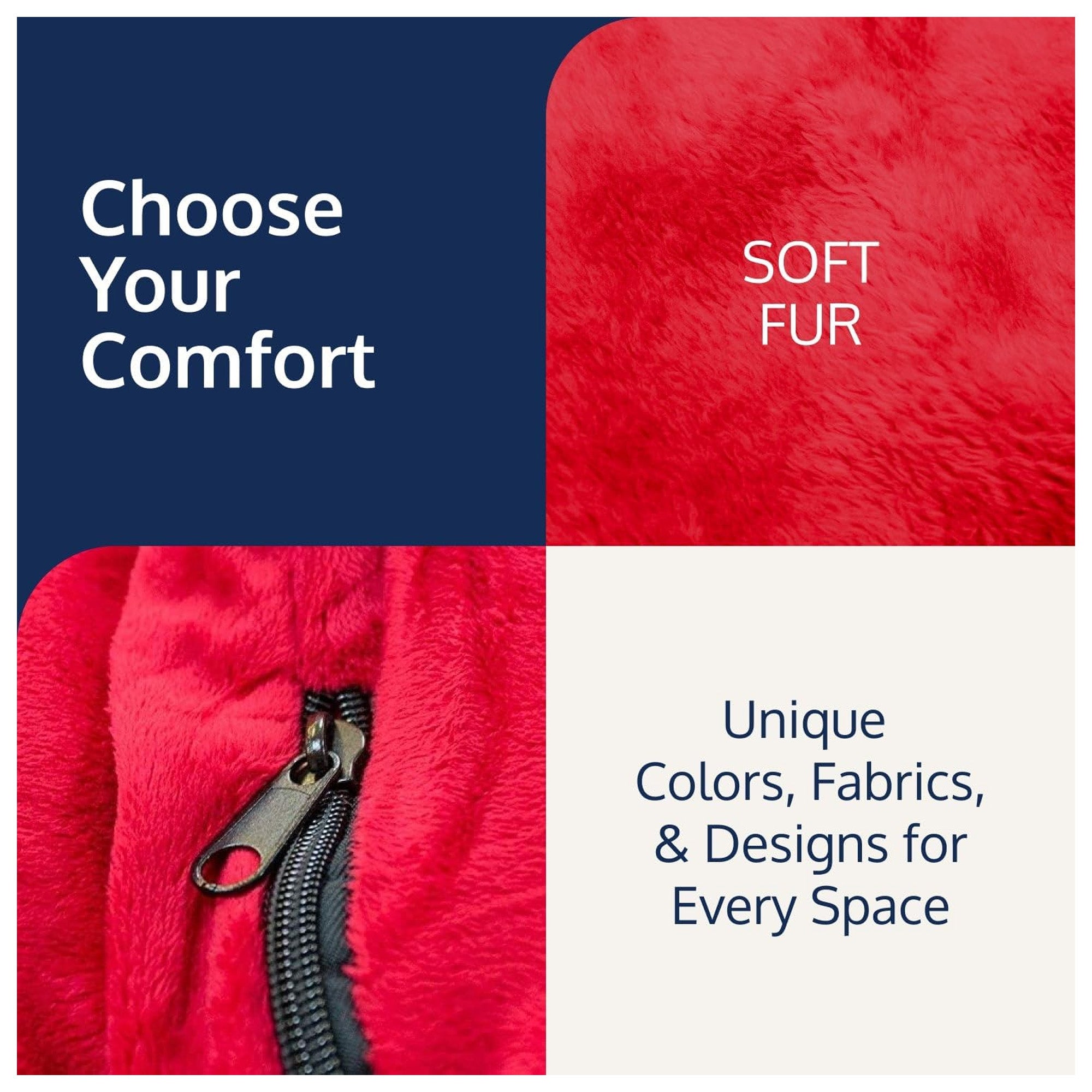 Ultimate Sack 3 ft Bean Bag Chair, Oversized Indoor Comfy Lounger, Red Fur