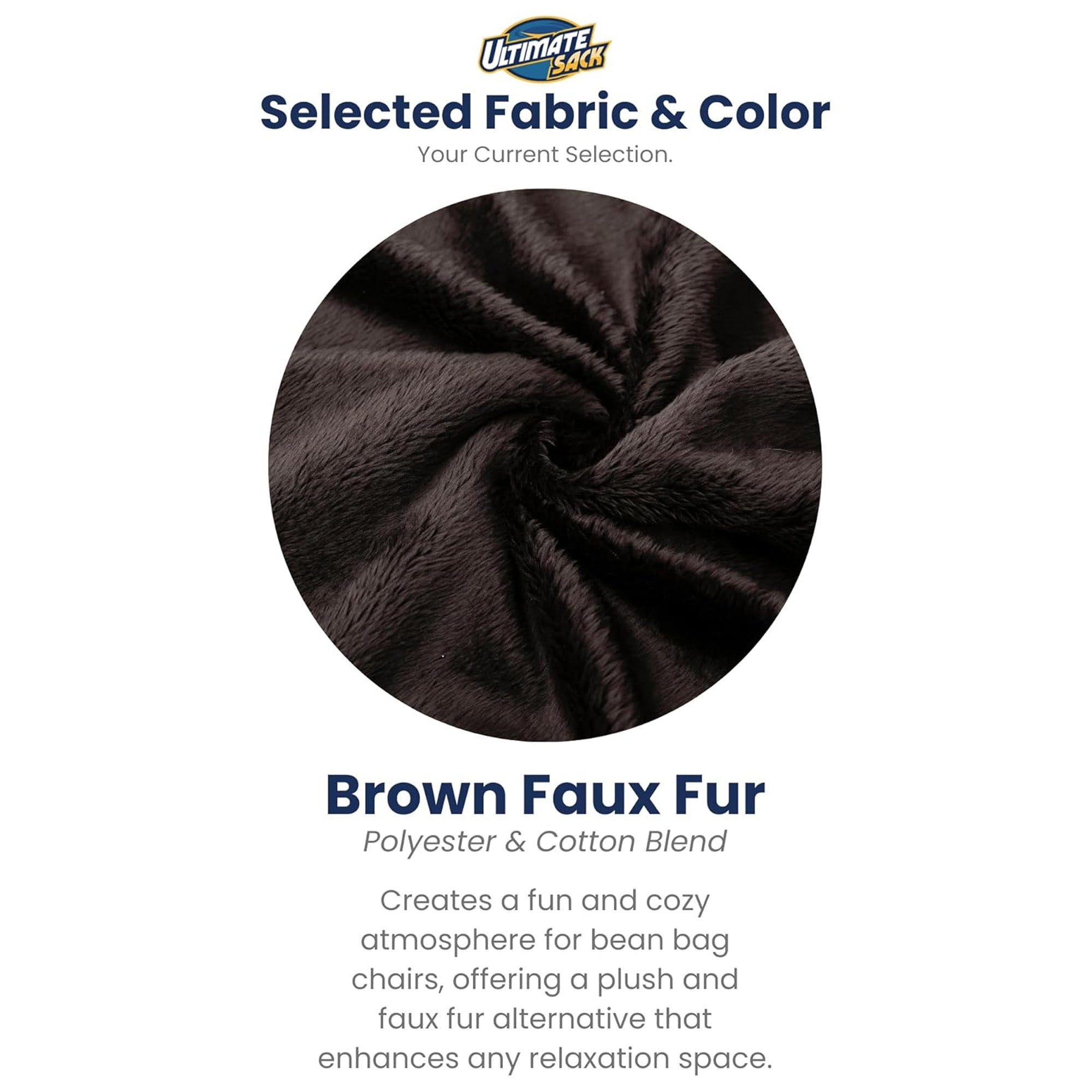 Ultimate Sack 5 Ft Foam Filled Fur Covered Bean Bag Chair with Footstool, Brown - VMInnovations