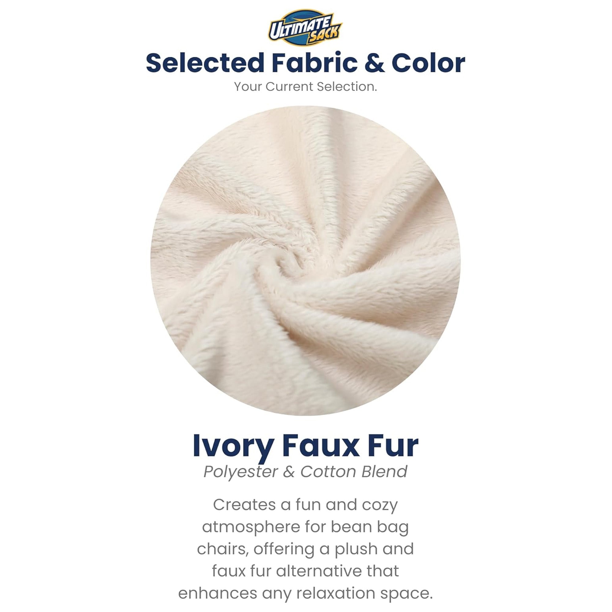 Ultimate Sack 5 Ft Foam Filled Fur Covered Bean Bag Chair with Footstool, Navy