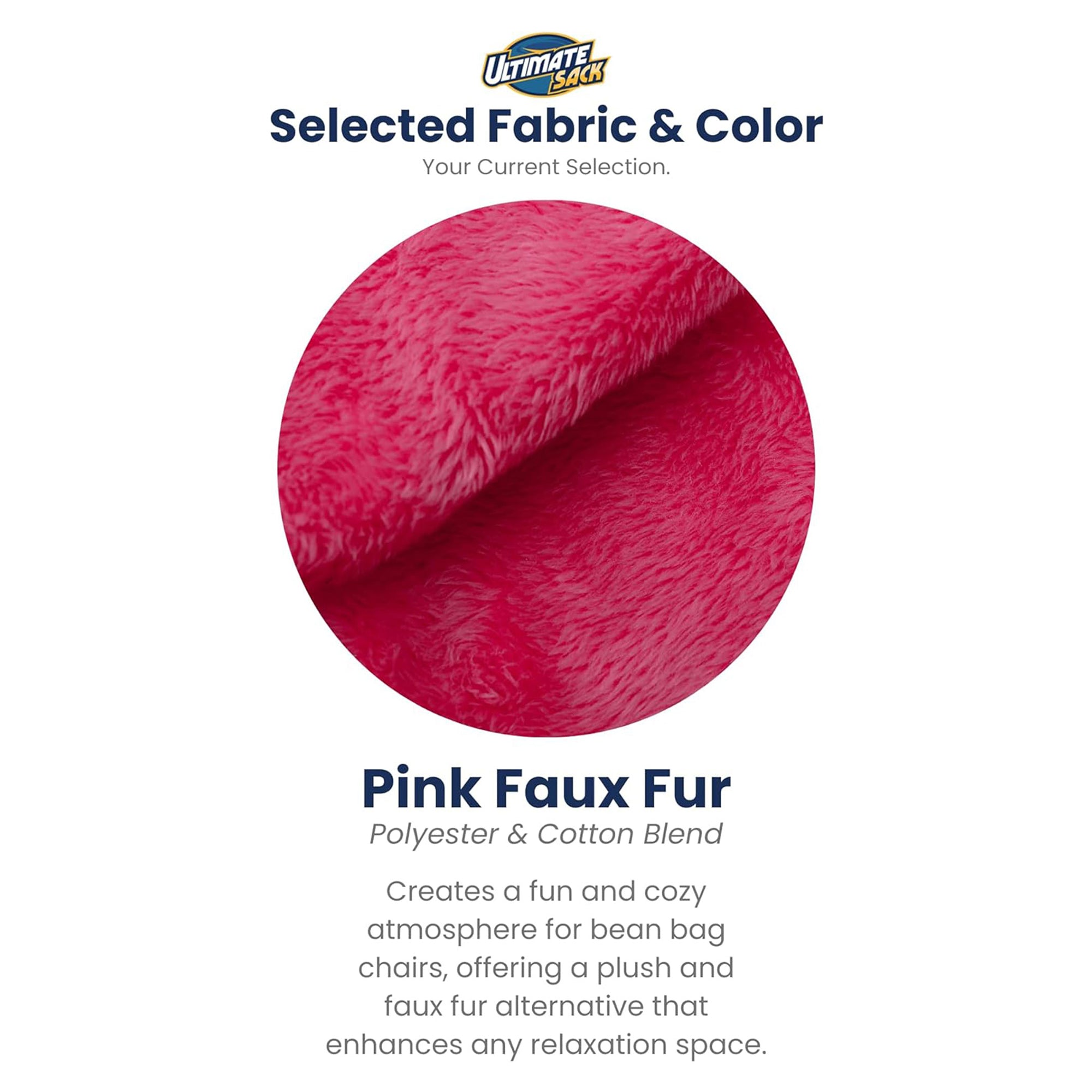 Ultimate Sack 5 Foot Foam Filled Washable Fur Covered Bean Bag Chair, Pink
