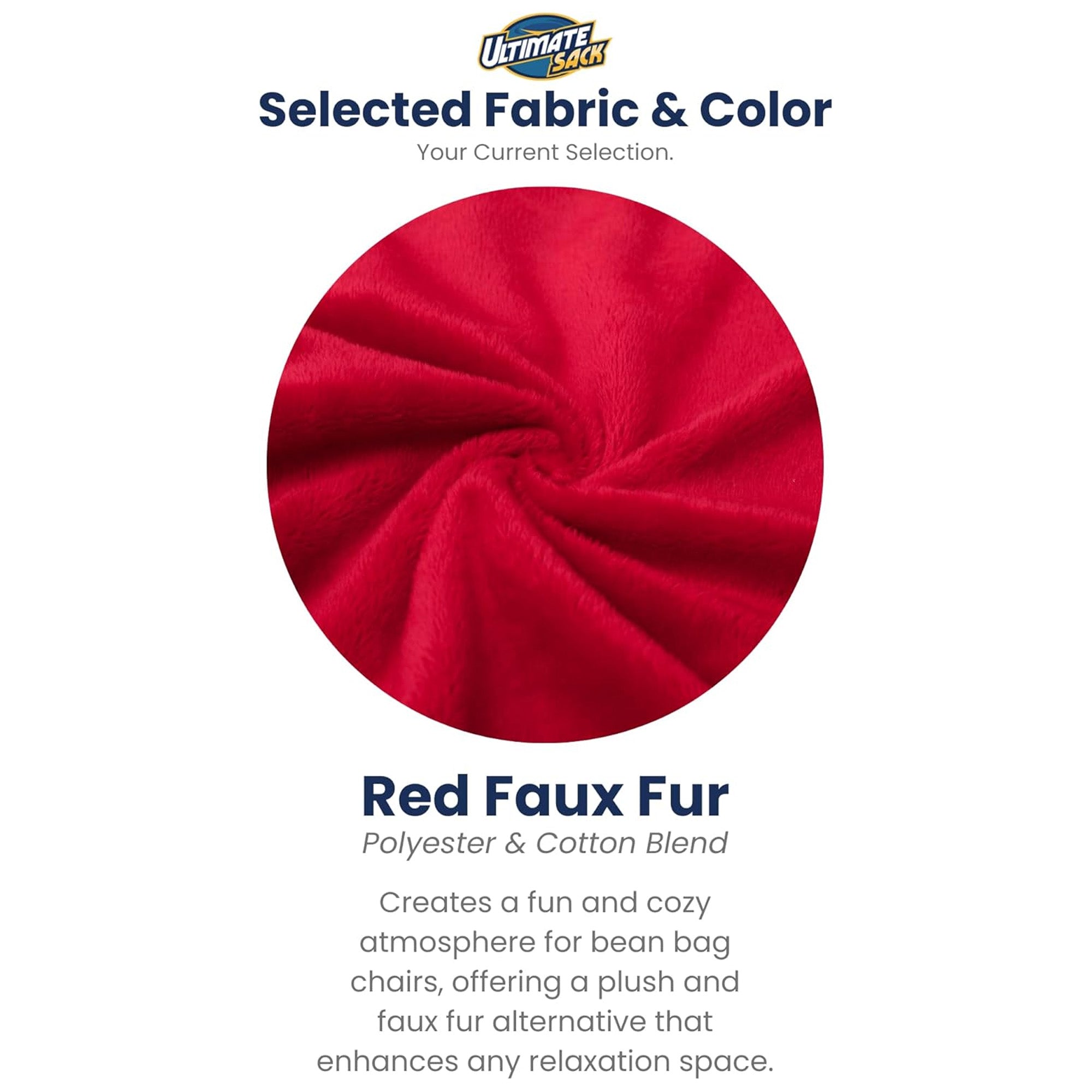 Ultimate Sack 5 Ft Foam Filled Fur Covered Bean Bag Chair with Footstool, Red