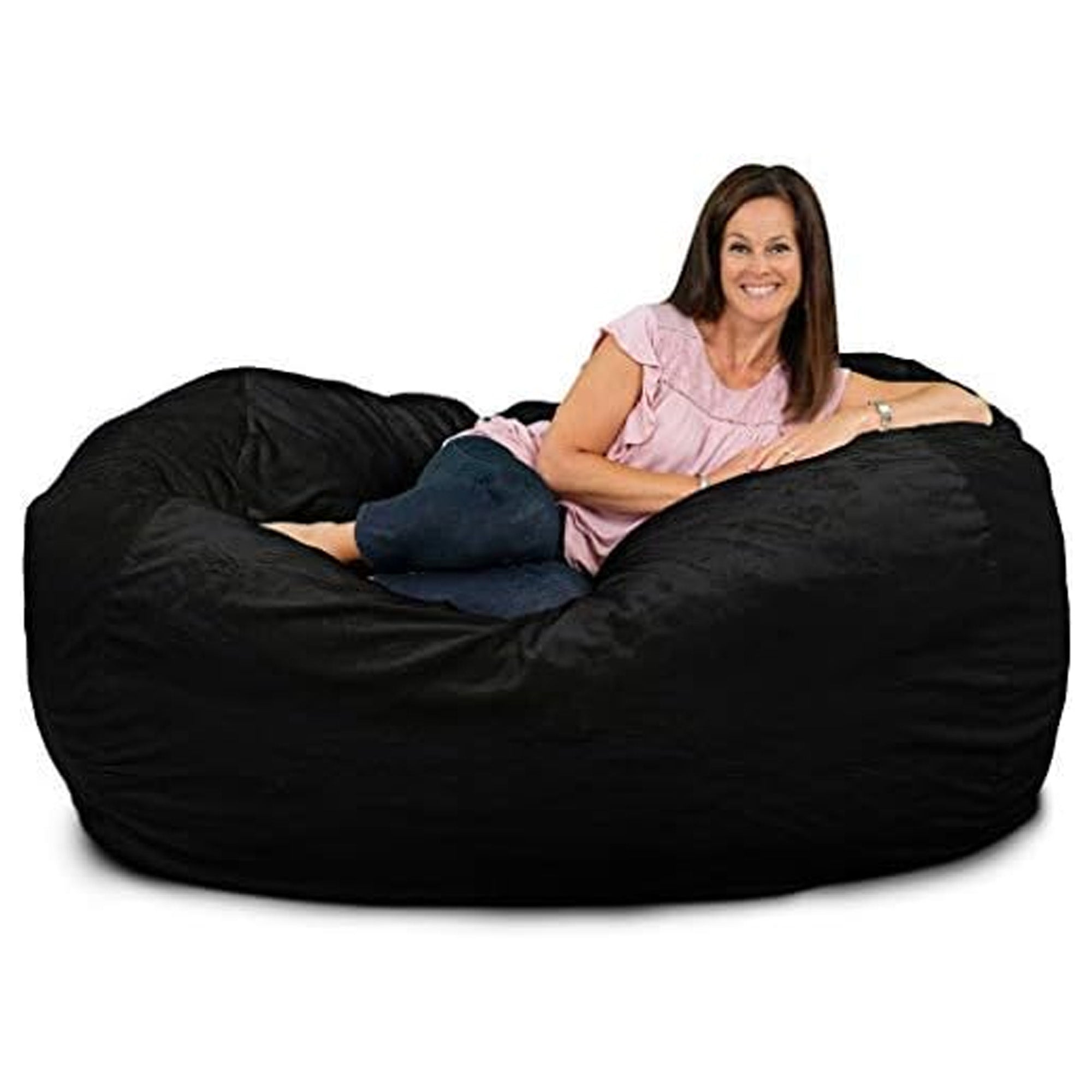 Ultimate Sack Lounger Bean Bag Chair Oversized Indoor Comfy Loveseat, Black Fur