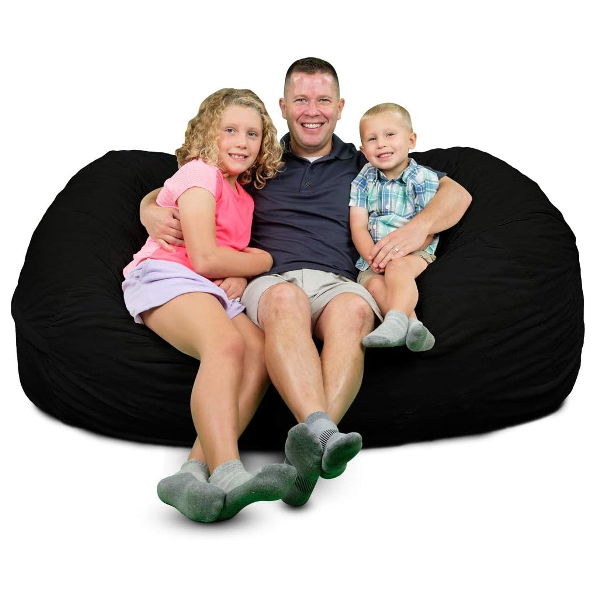 Ultimate Sack Lounger Bean Bag Chair Oversized Comfy Loveseat, Black Suede