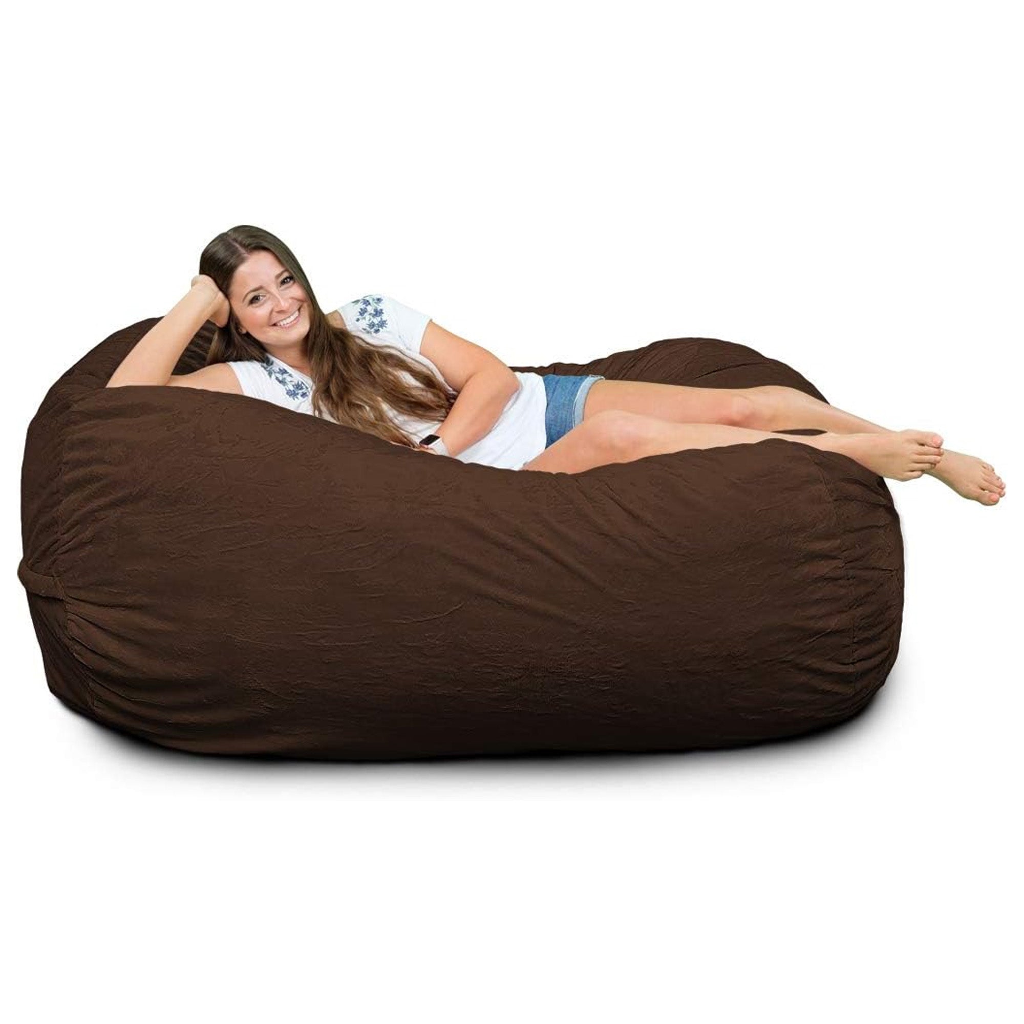 Ultimate Sack Lounger Bean Bag Chair Oversized Comfy Loveseat, Brown Suede - VMInnovations