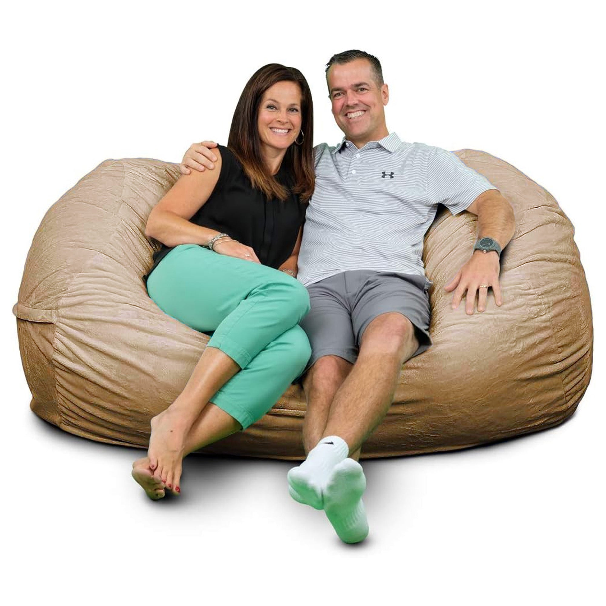 Ultimate Sack Lounger Bean Bag Chair Oversized Indoor Comfy Loveseat, Camel Fur - VMInnovations