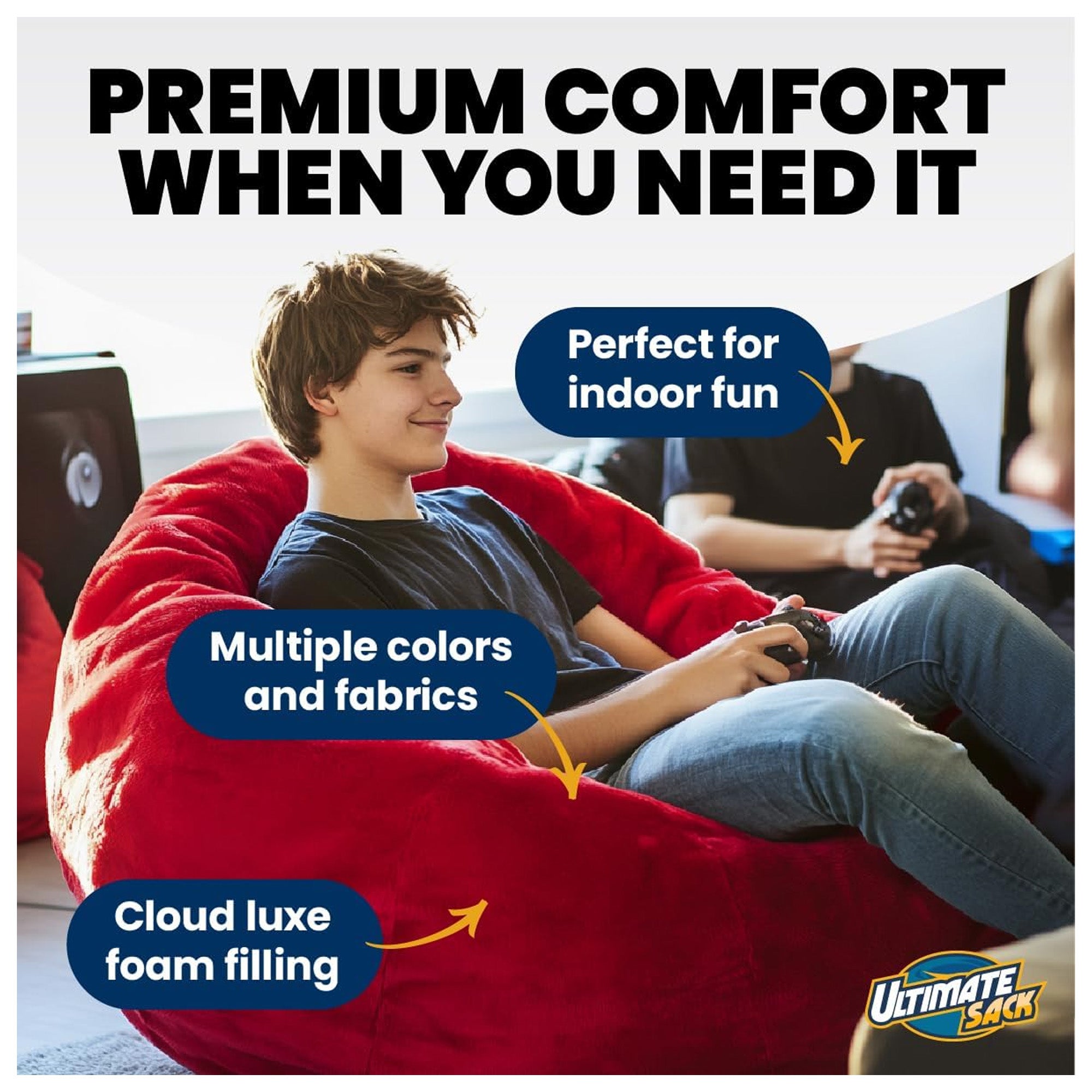 Ultimate Sack Lounger Bean Bag Chair Oversized Indoor Comfy Loveseat, Cloud Fur